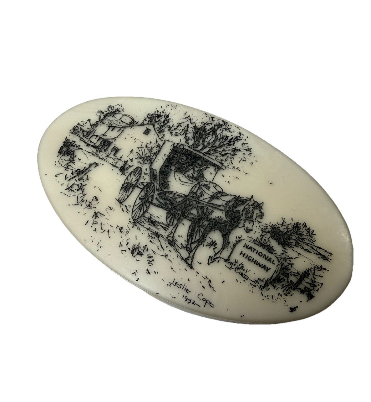Leslie Cope Paperweight National Highway 1992 5" Collectible Horse Buggy