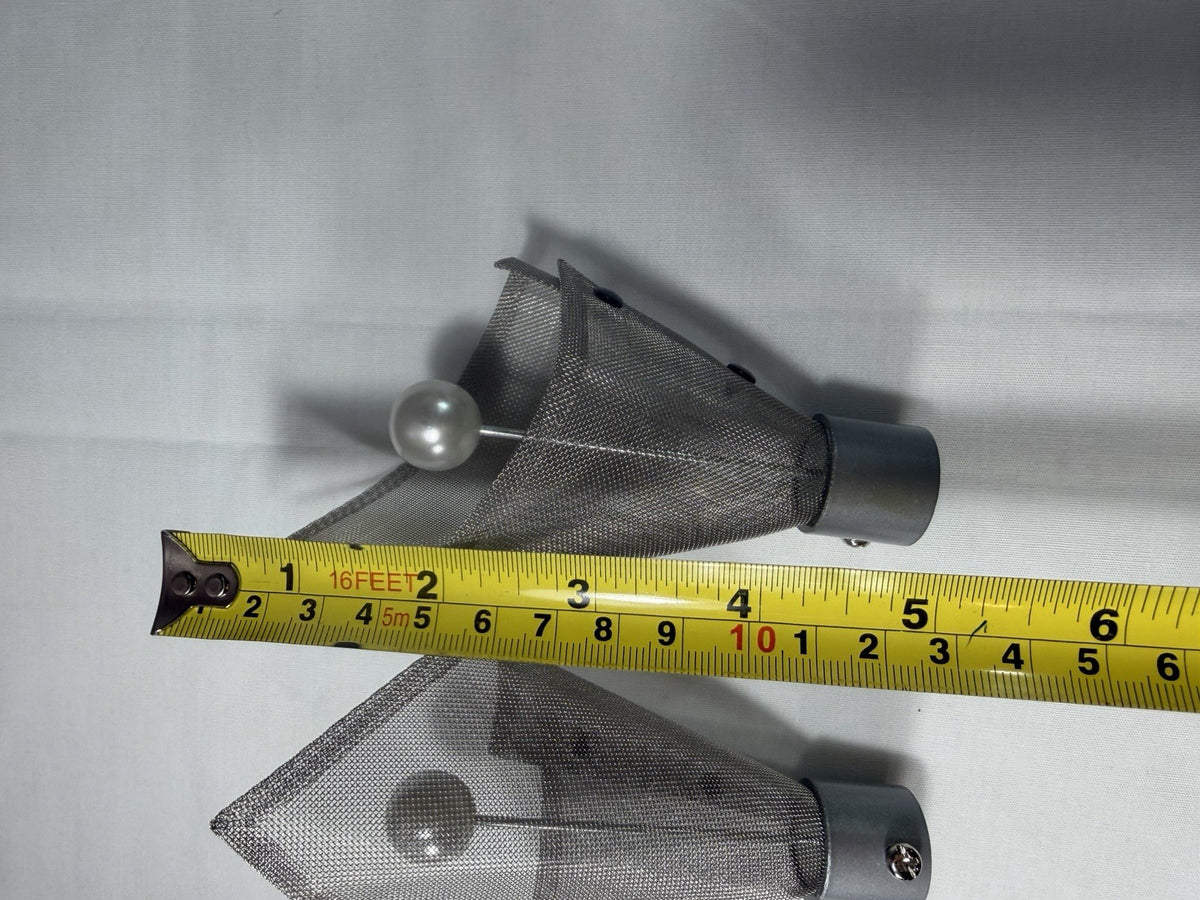 IKEA Index Luftig Curtain Rod Finials Set of 2 Silver Wire Mesh Calla Lily Decor