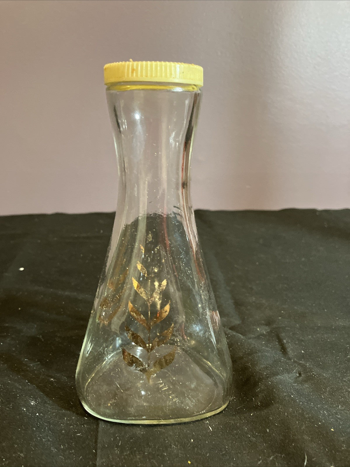 Vintage Good Seasons Glass Cruet Gold Leaf Oil Vinegar Bottle