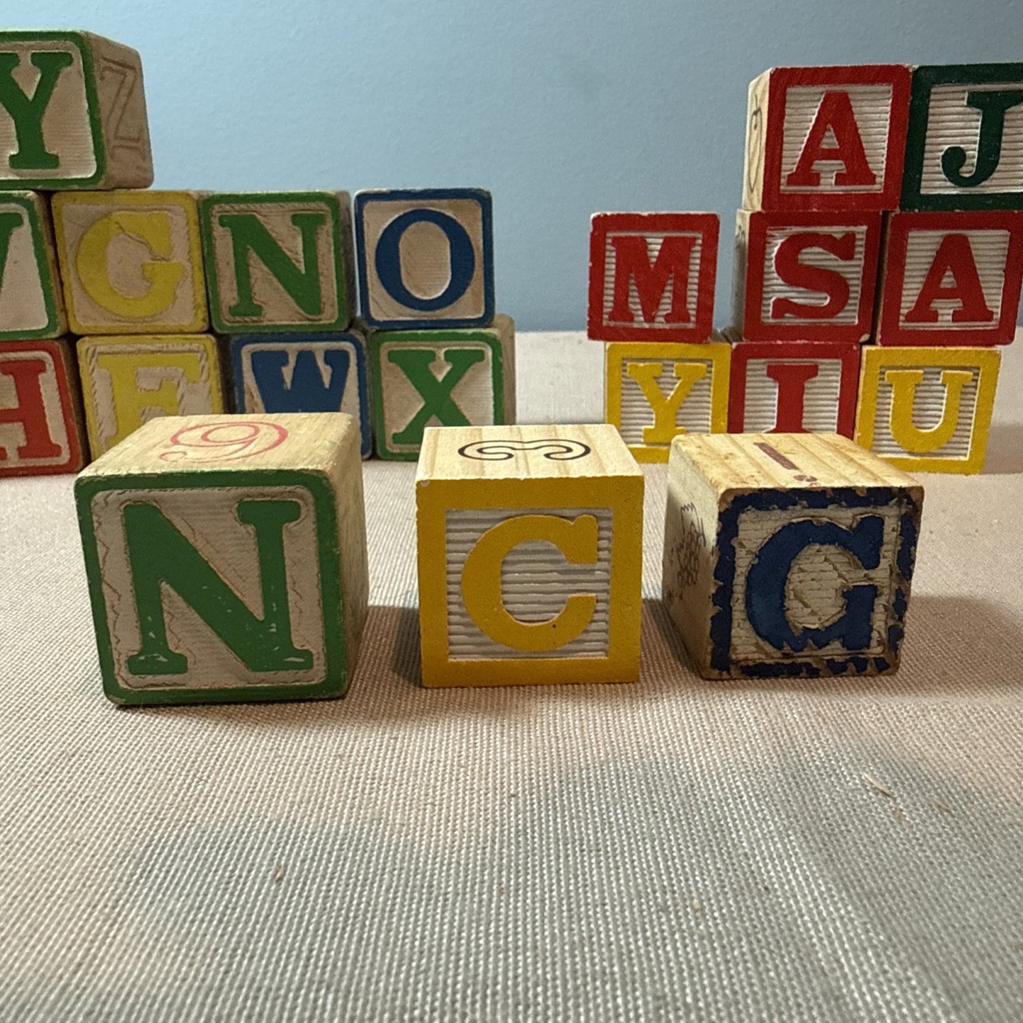 Lot of 29 Vintage & Modern Children's Wooden ABC Building Blocks