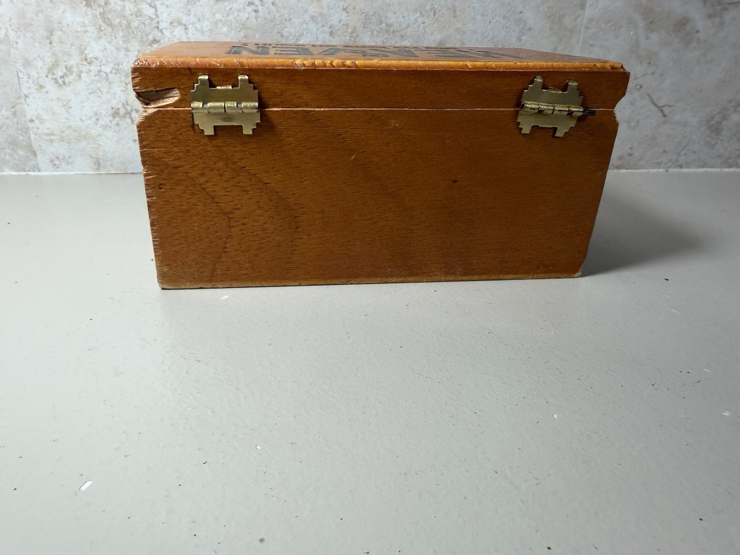 Heaven Like No Taste on Earth Cognac Petite Empty Wood Cigar Box Vintage