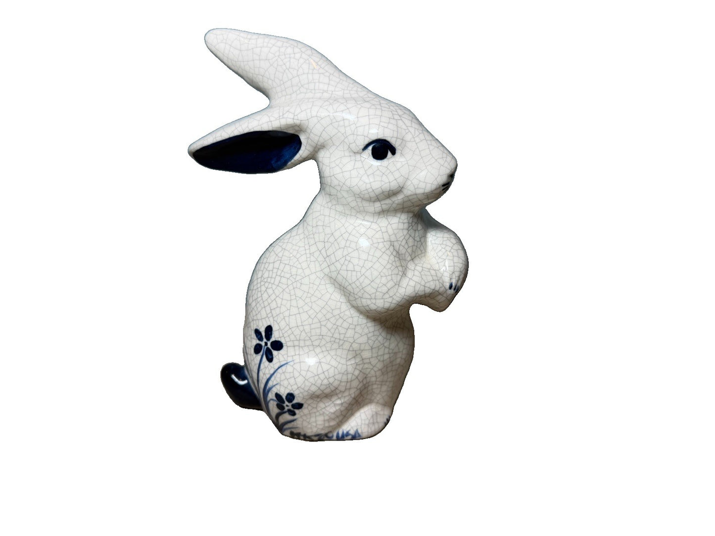 Dedham Pottery Potting Shed Crackle Rabbit Bunny Figurine Vintage Art Pottery