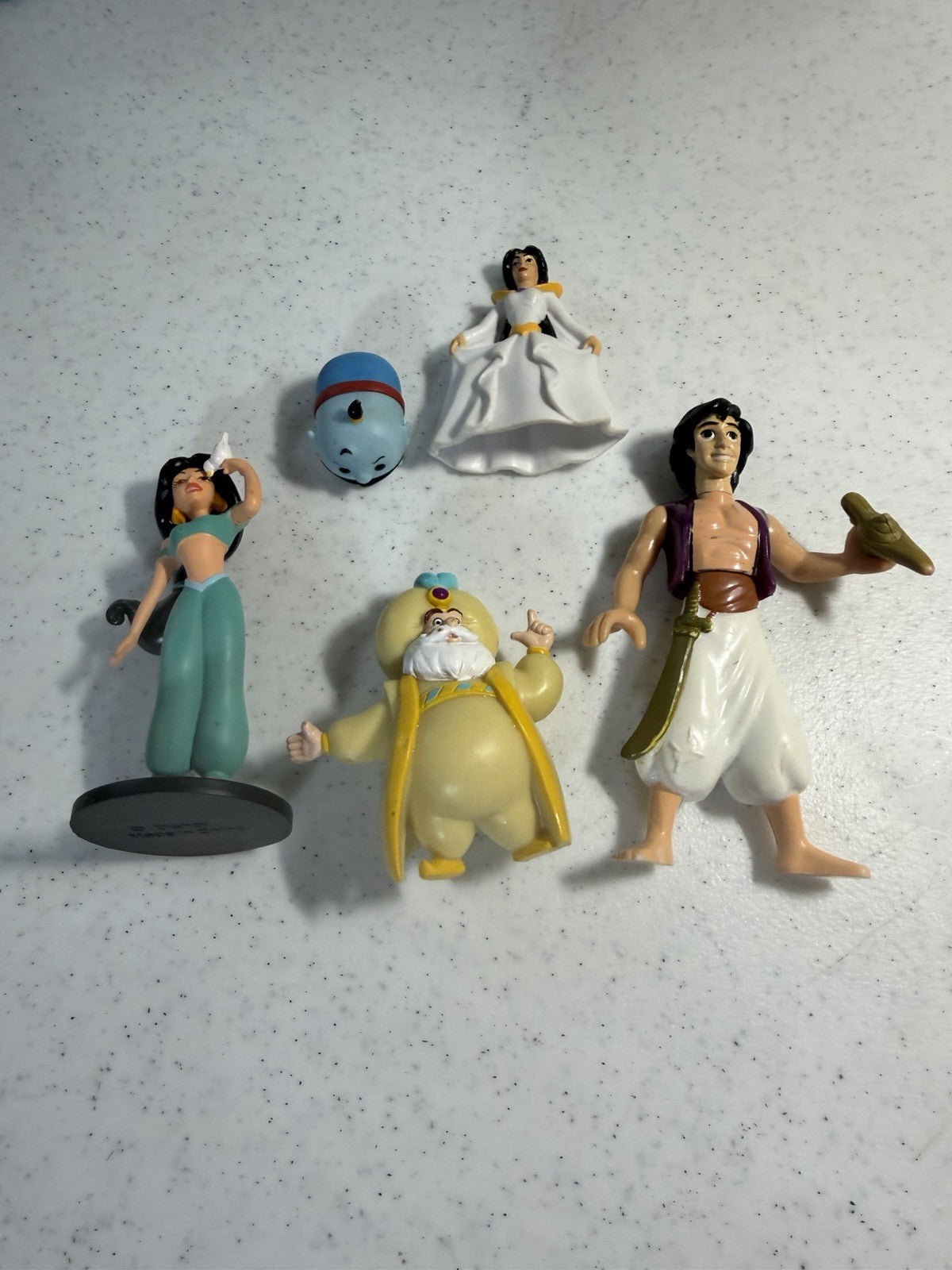 Vintage Disney Aladdin Figure Accessory Lot Magic Lamp Rajah 7 Piece Set