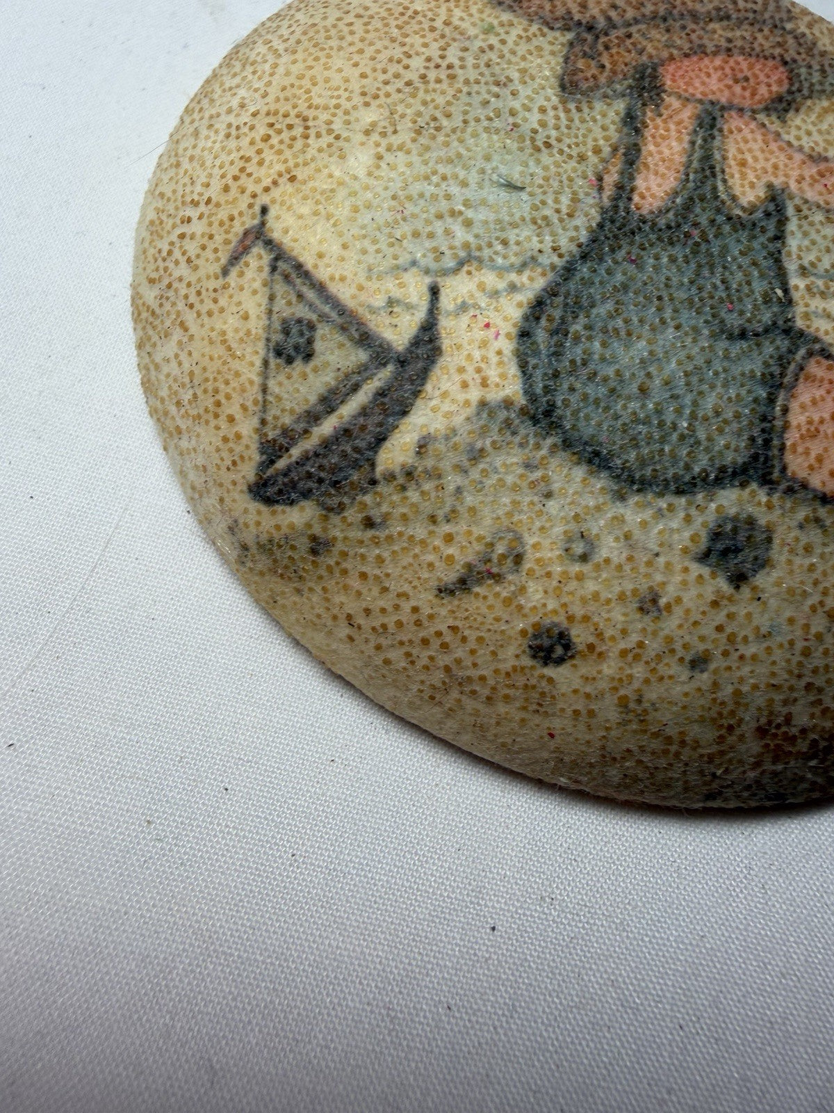 Vintage Holly Hobbie Chalkware Wall Plaque Decoupage Beach Design