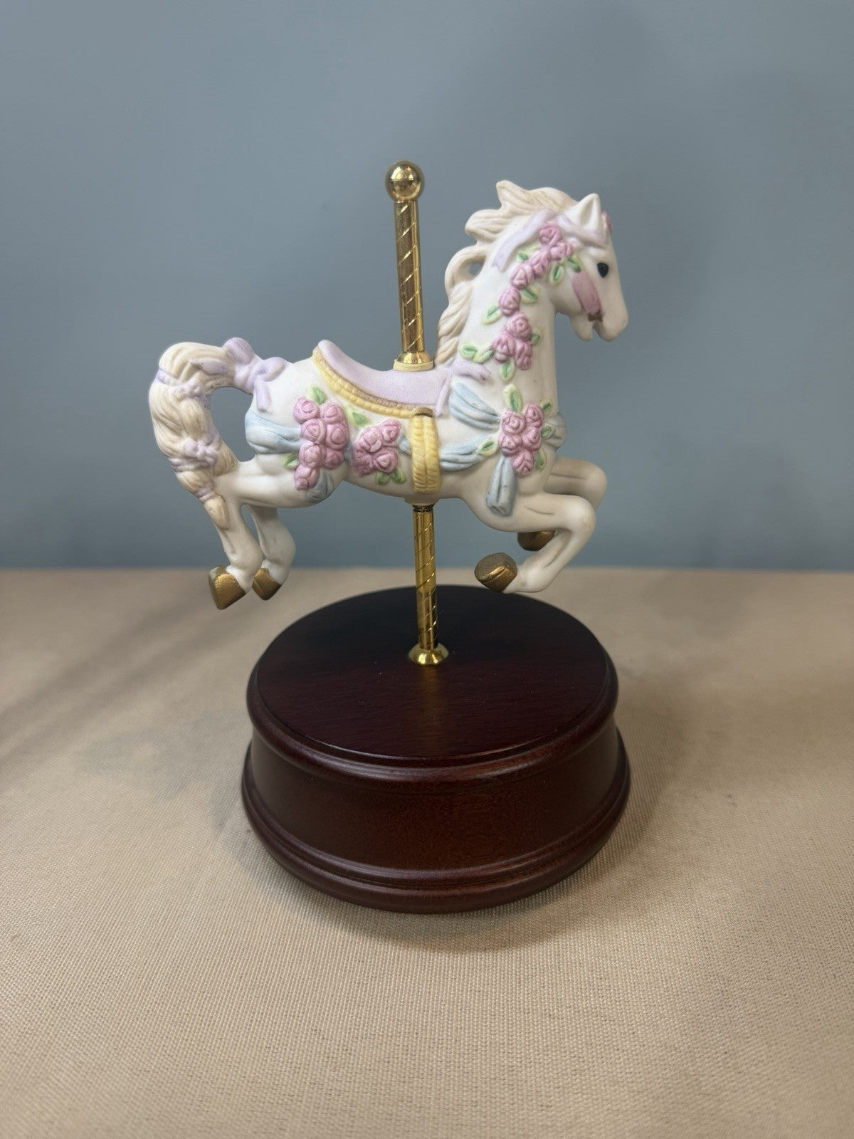 Vintage San Francisco Music Box Carousel Horse Somewhere Out There Porcelain VTG