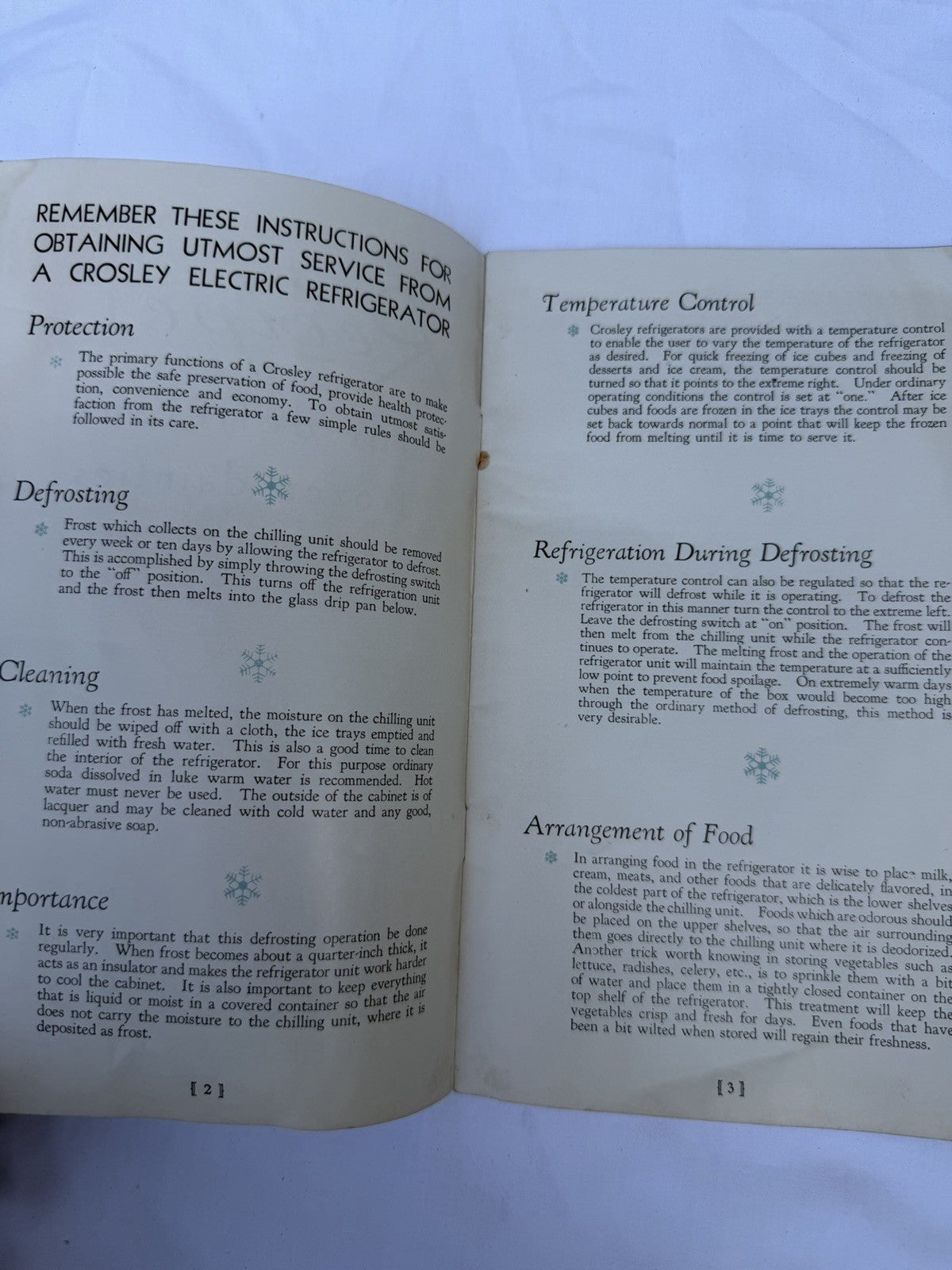 Vintage 1930s Crosley Shelvador Refrigerator Recipe Booklet USDA Ice Cream