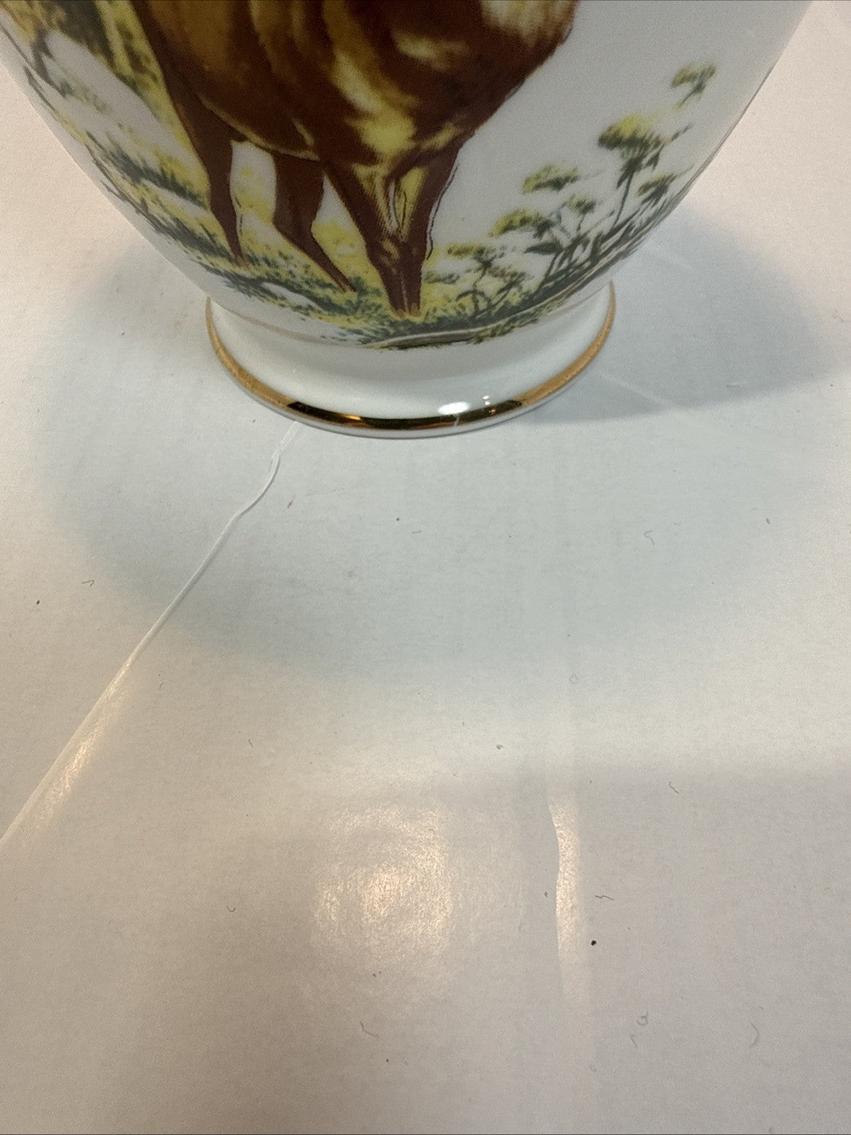 Hollóházi Henriett Porcelain Vase Deer Theme 6 x 5 Inch Hungary