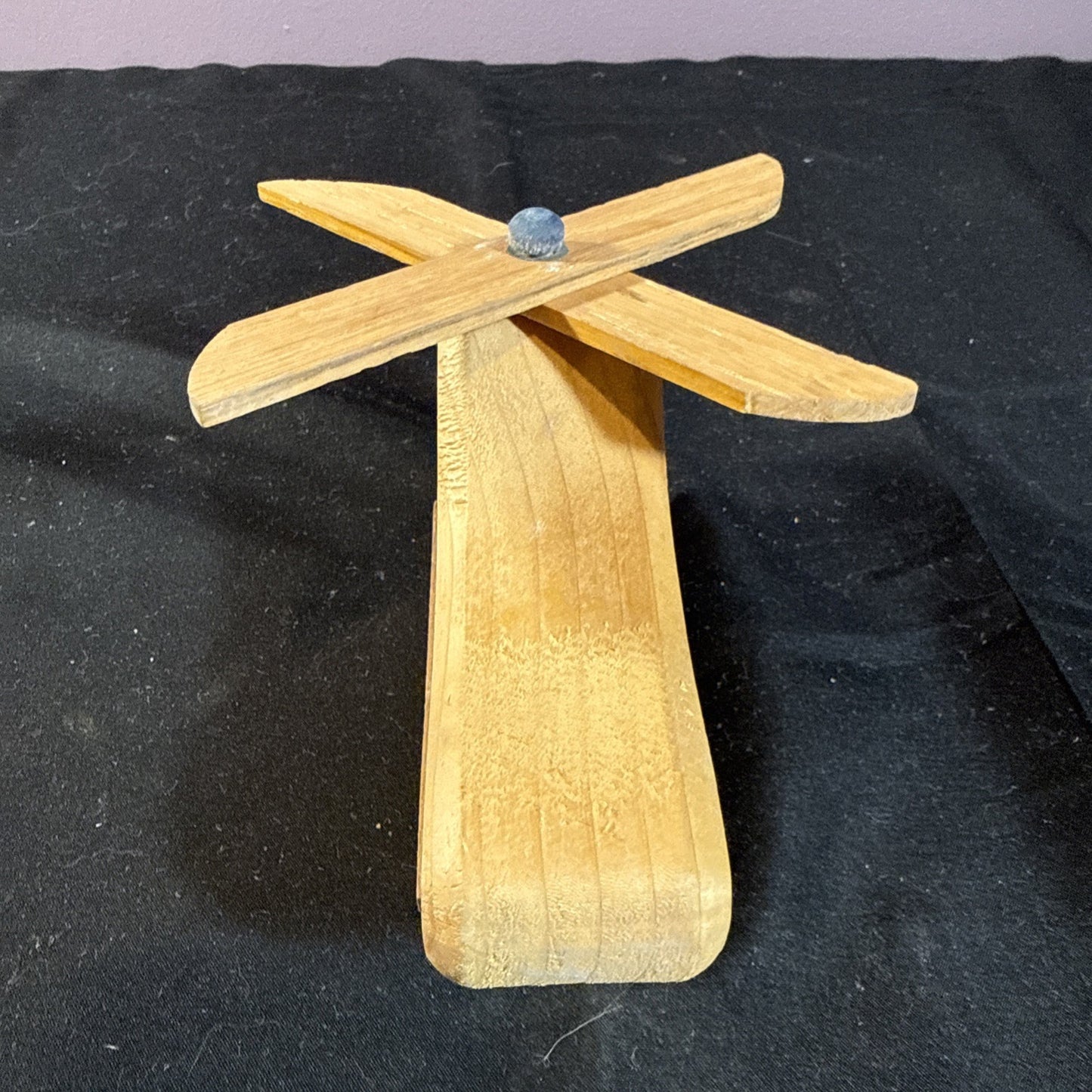 Vintage Handmade Wooden Toy Helicopter Wood