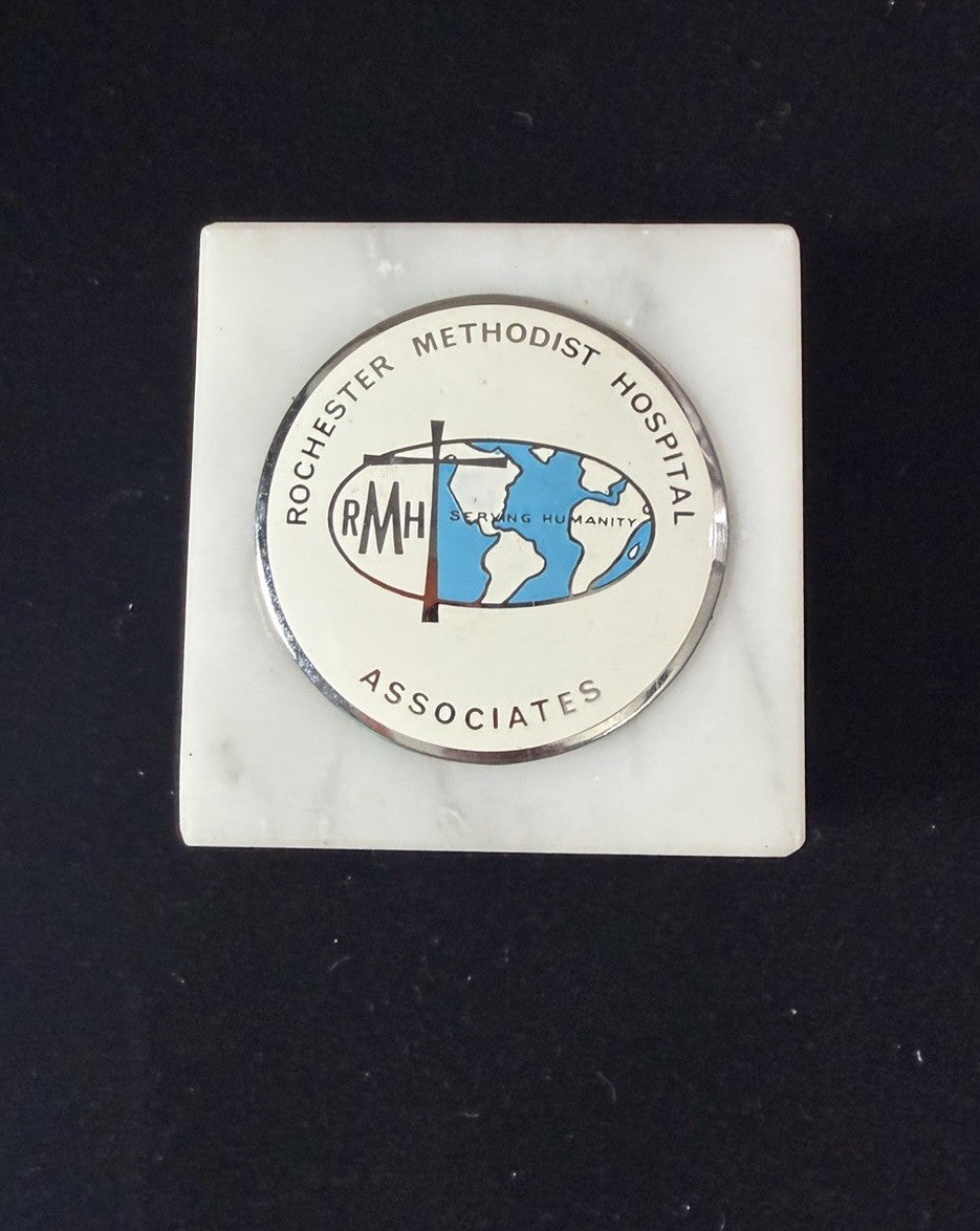 Vintage Rochester Methodist Hospital Paperweight RHM Associates Medical Desk Art