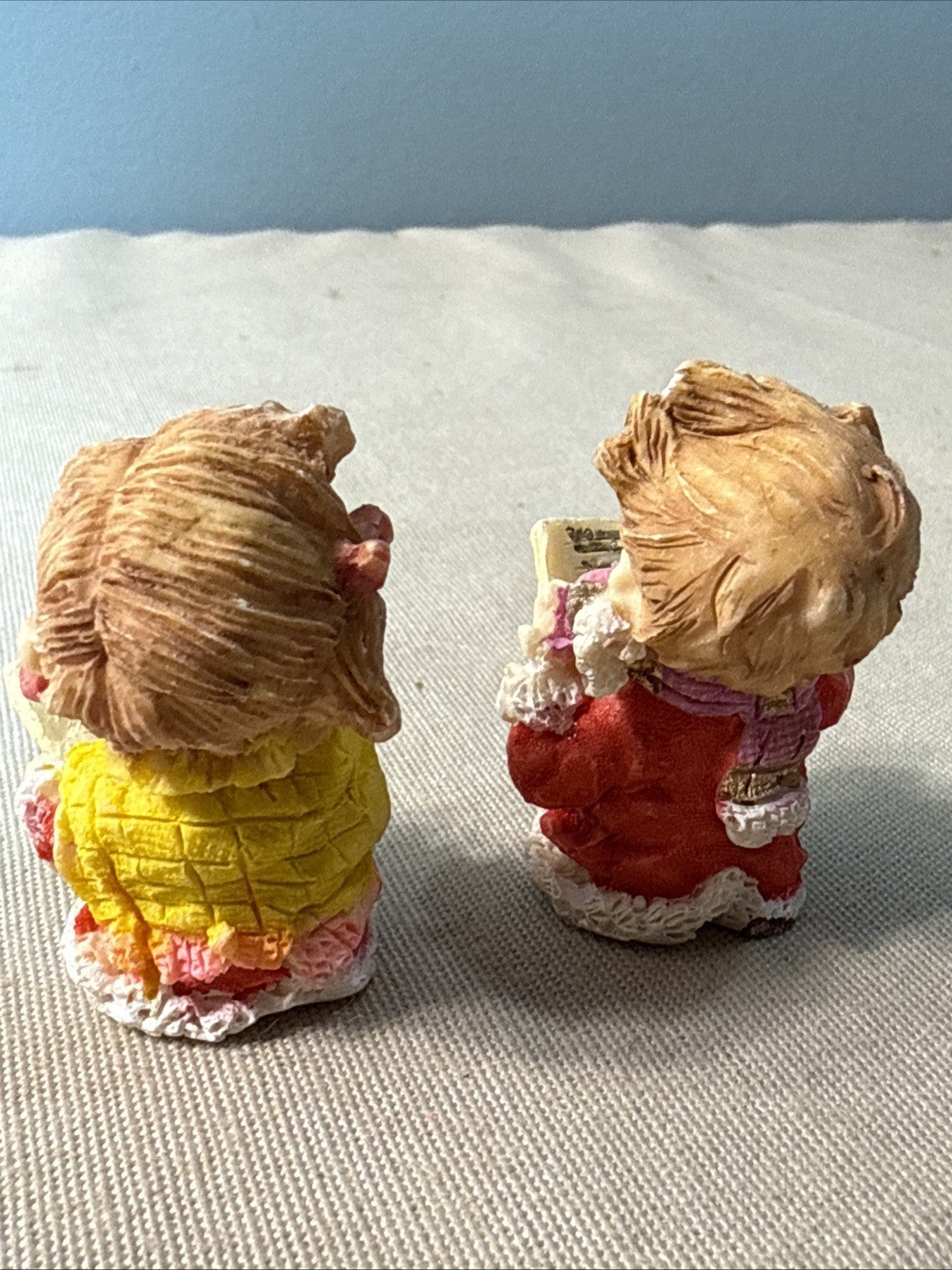 Vintage 2" Christmas Carolers Figurines Set of 9 Resin Children Singing Holiday