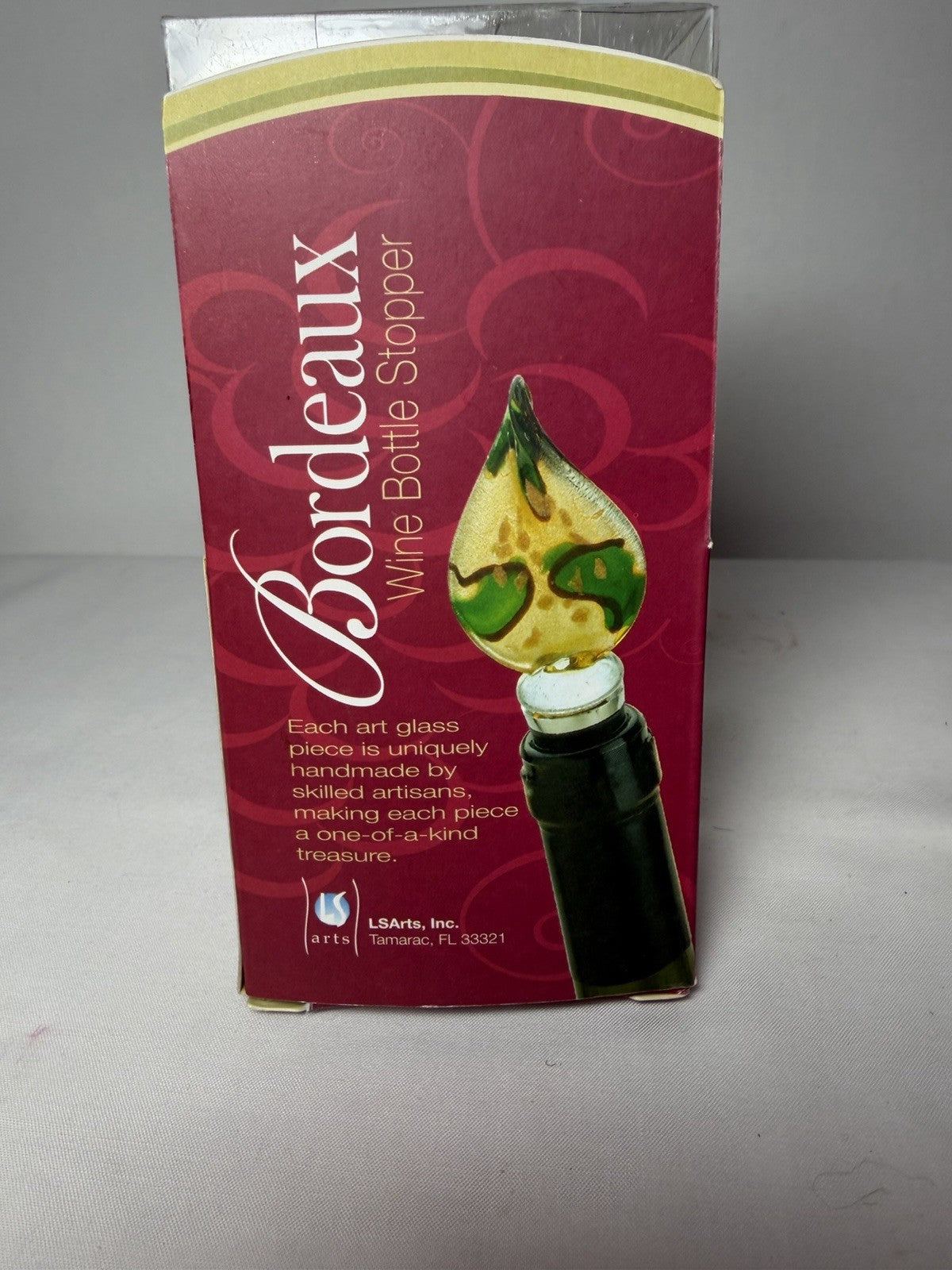 Bordeaux Wine Bottle Stopper Art Glass Ornament Artisan Hand Crafted New