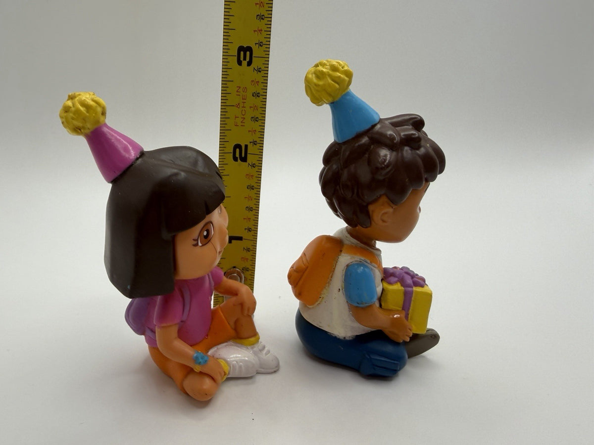 Dora The Explorer Diego Birthday Party Hat Cake Topper Figures PVC Toy Lot of 2
