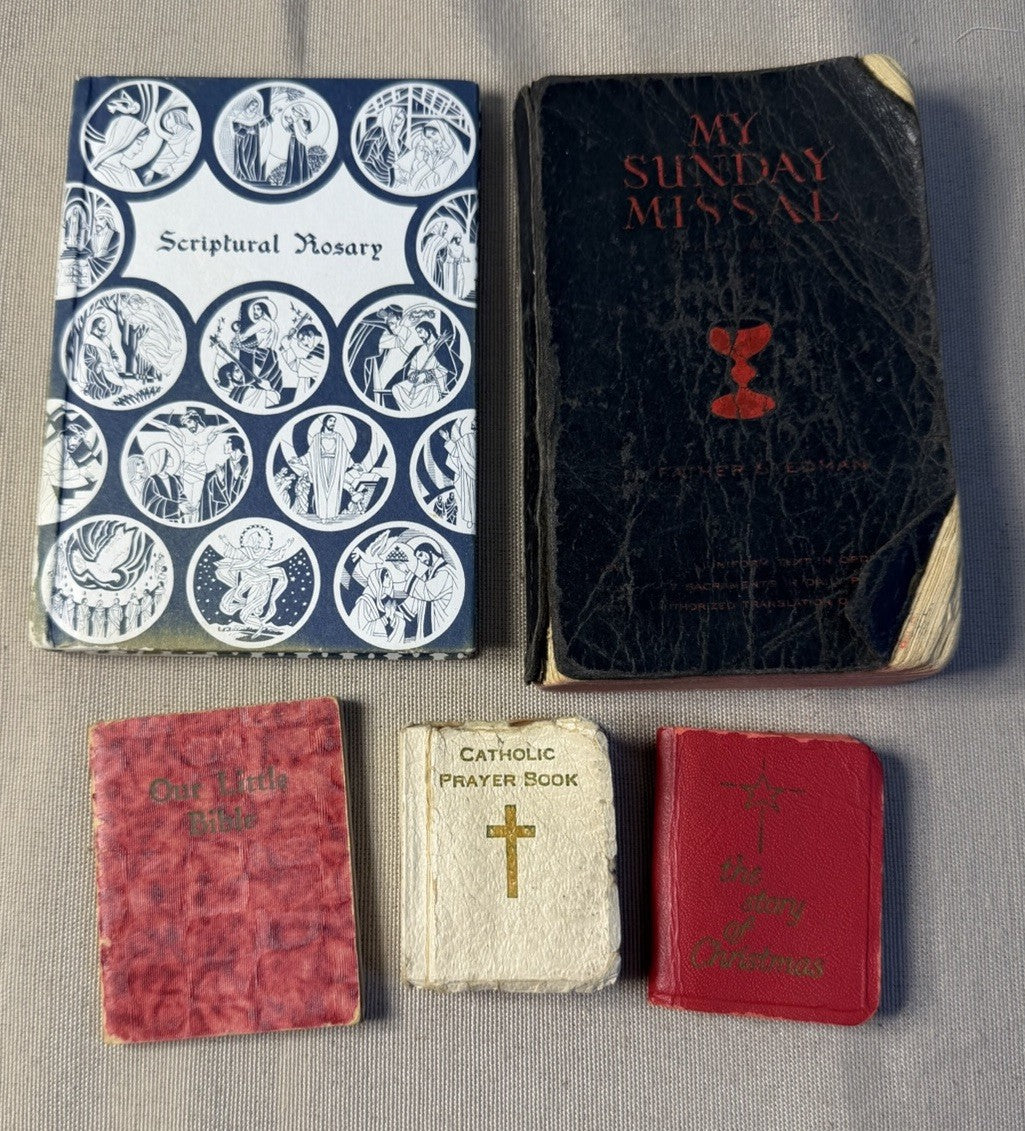 Vintage Catholic Books Scriptural Rosary My Sunday Missal Mini Prayer Book Lot 5