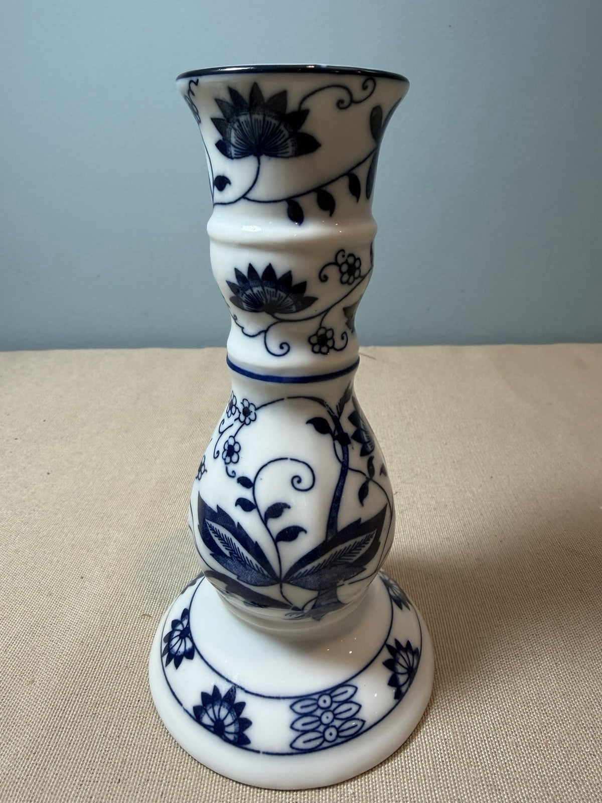 Vienna Woods Blue Onion Fine China Candle Holders Taper Dish Lot 2 Seymour Mann
