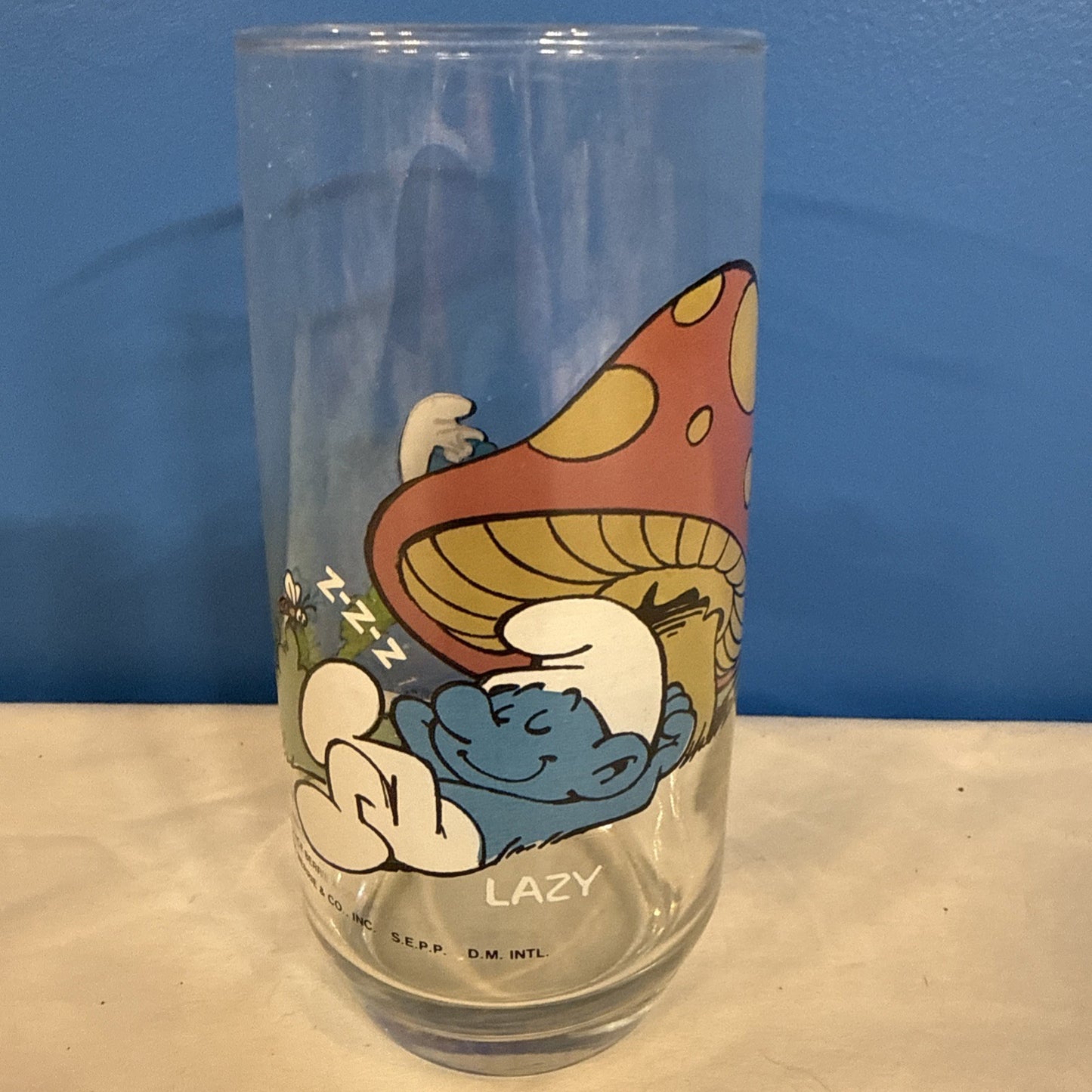 Vintage 1982 Smurfs Peyo Wallace Berrie Collectible Drinking Glasses Set of 7