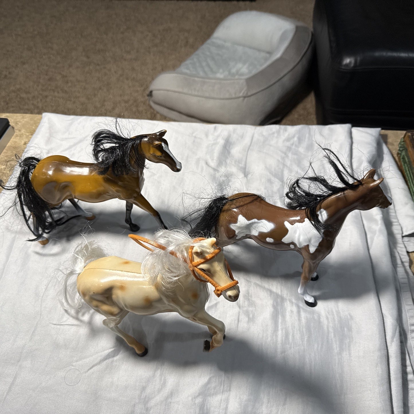 Lot of 3 MTHK 9 Inch Toy Horses Plastic Model Horses Hong Kong