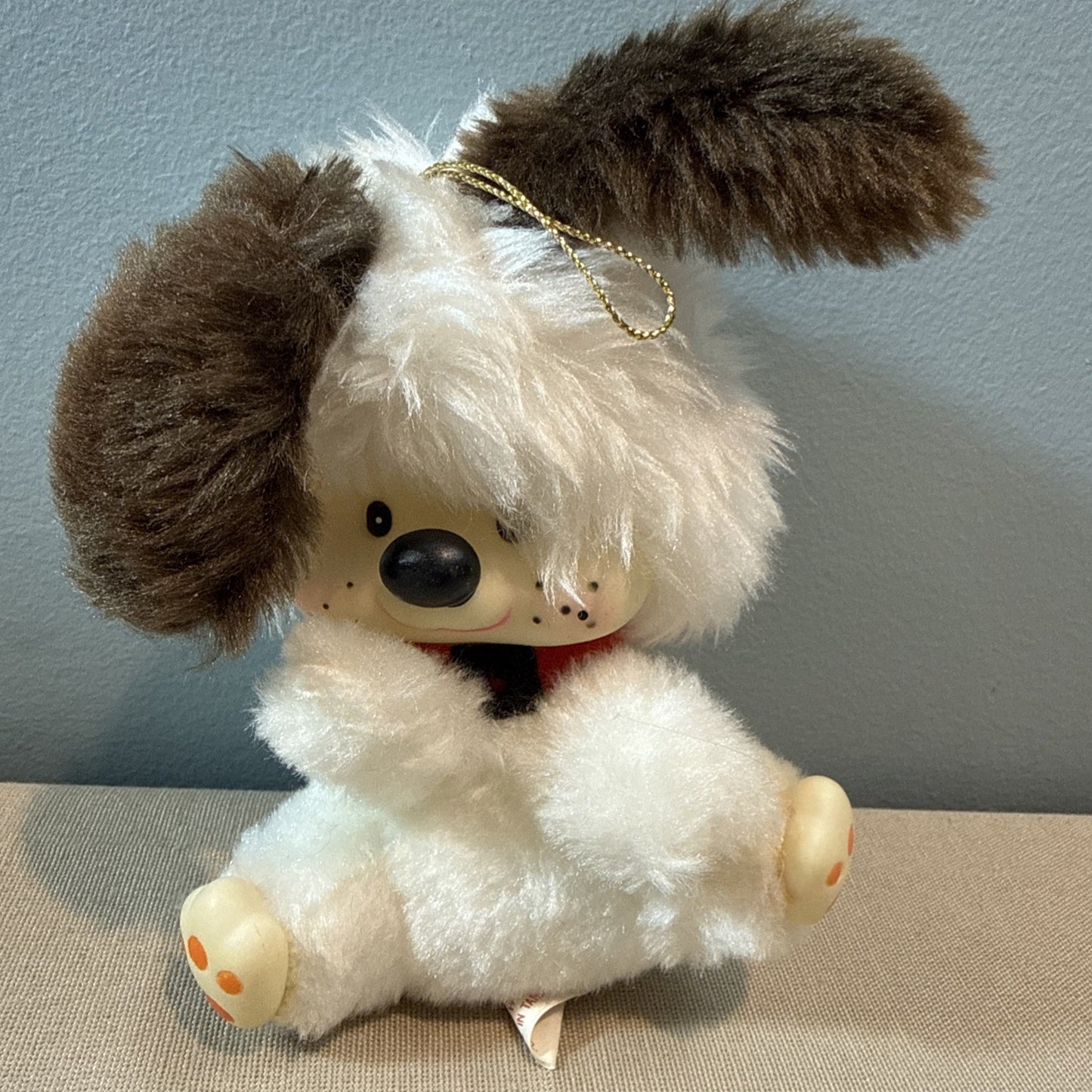Vintage Fun World Patrice Plush Dog Rubber Face Paws Ornament Japan