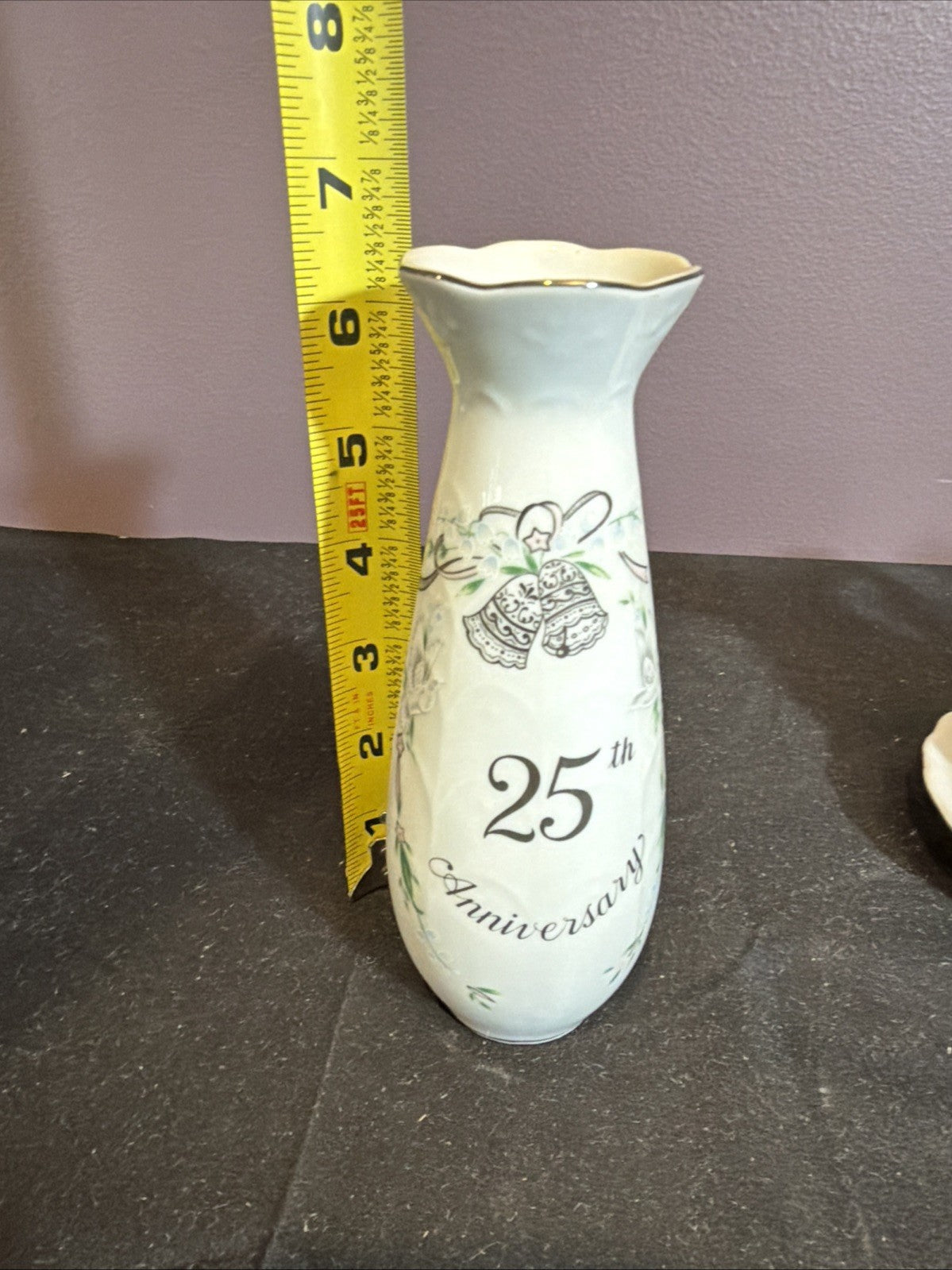 1984 Lefton Hand Painted China 25th Anniversary Pitcher Plate & Candle Votive