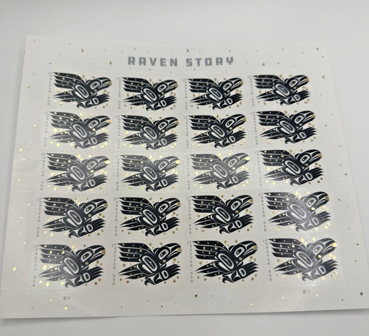 USPS Raven Story Forever Stamps Sheet 20 Unused Native American Art Scott 5620