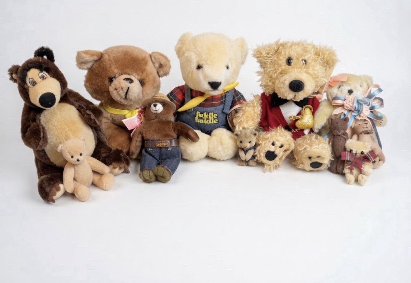 Vintage Plush Bears Masha and the Bear Russ Fiddle Faddle Debonair Brawny Smokey