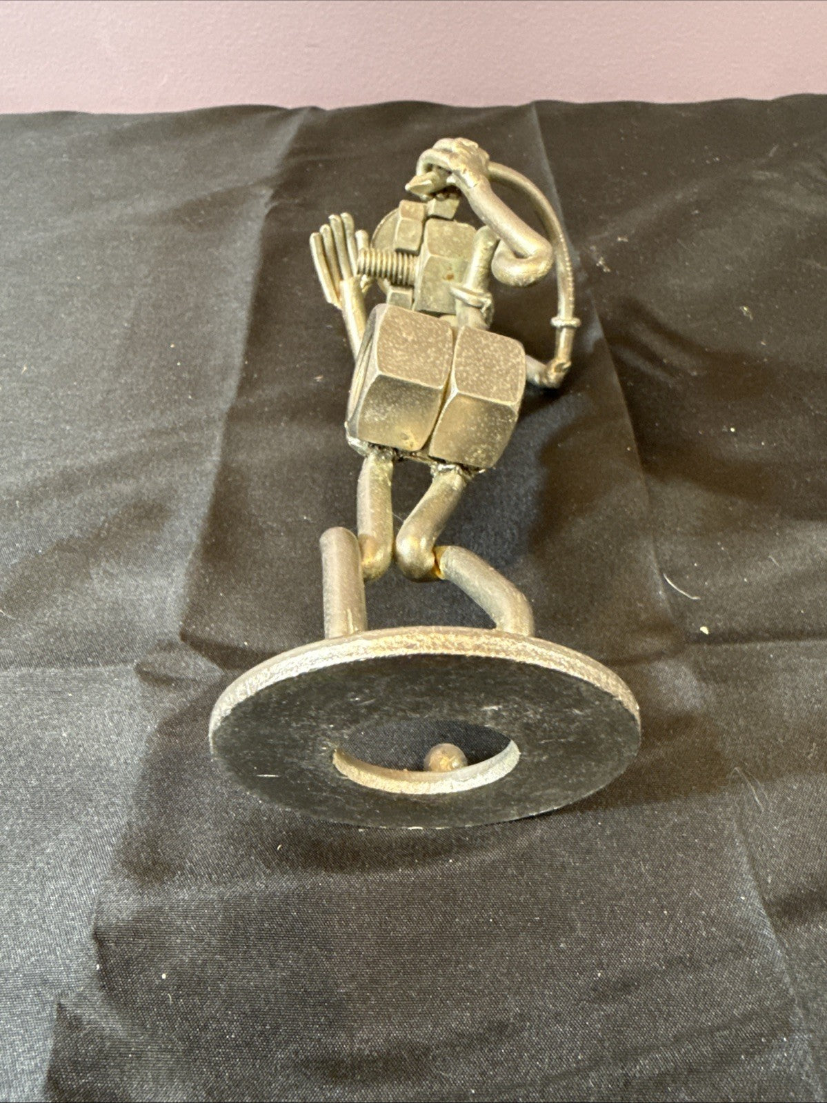 Vintage Nuts and Bolts Handmade Sculpted Metal Golfer Figurine, Set Of 2