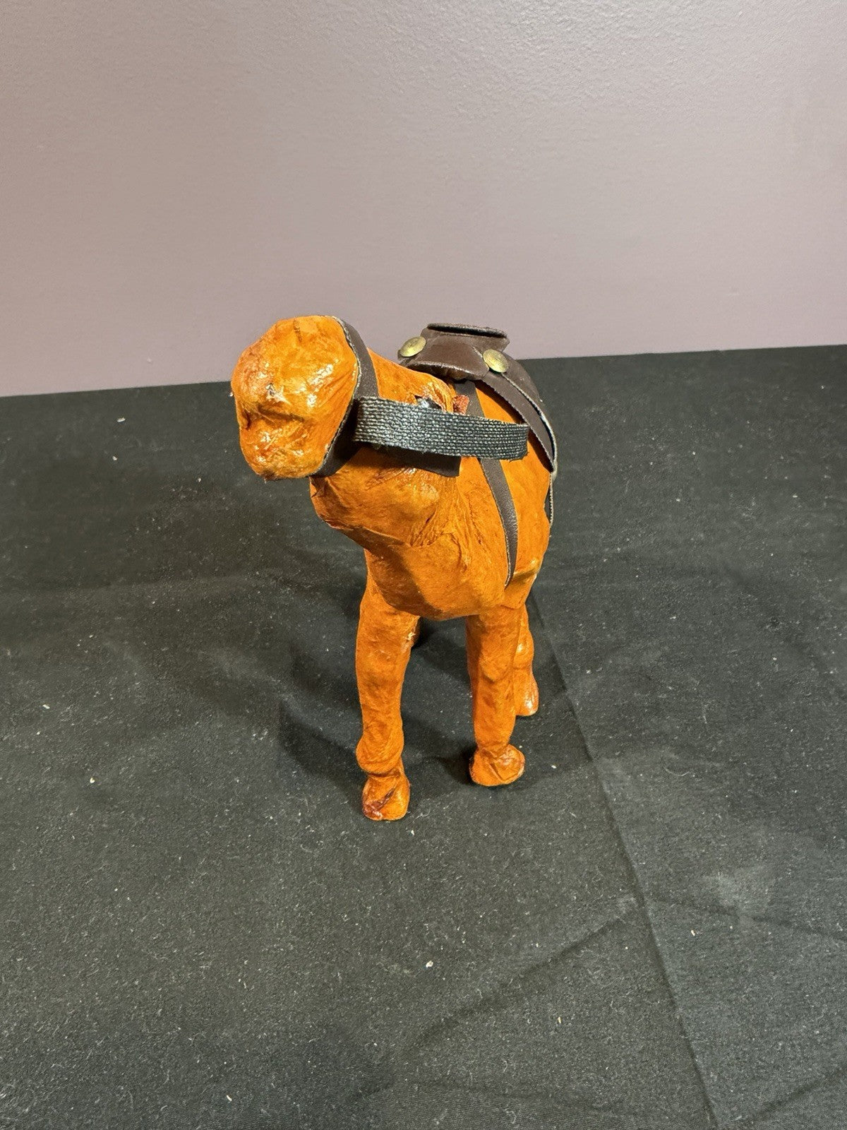 Vintage Leather Wrapped Camel Nativity Figurine Jerusalem Standing 6"