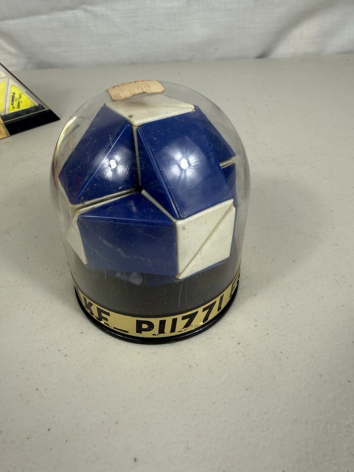 Vintage Rubiks Snake Puzzle Blue White Original Dome Case 1980s