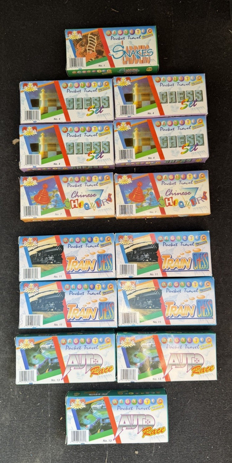 Vintage Magnetic Pocket Travel Games Lot 14 Chess Auto Race Train Sports Mini