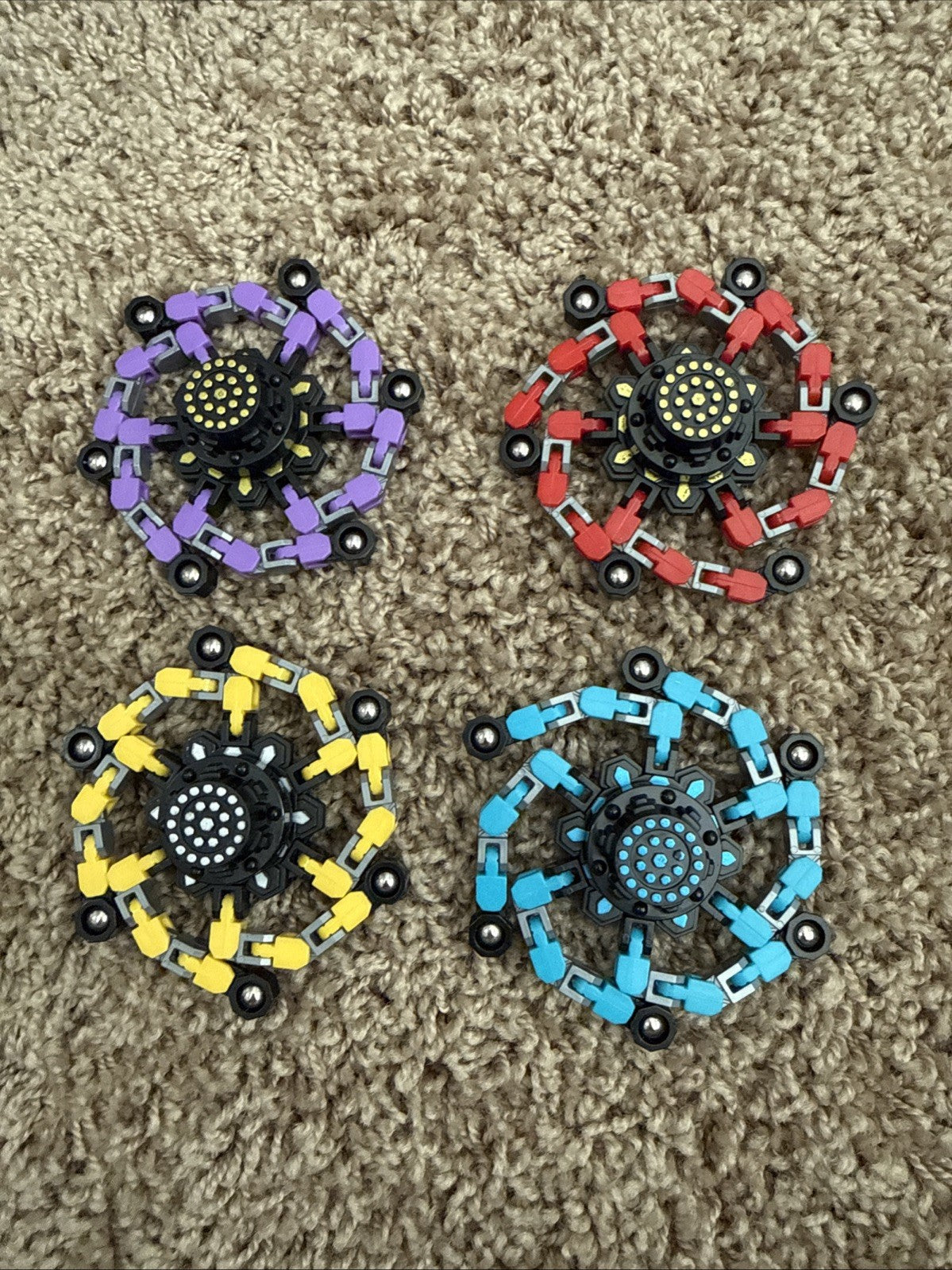 Transformable Fidget Spinner Set 4PC Sensory Stress Relief Desk Toy