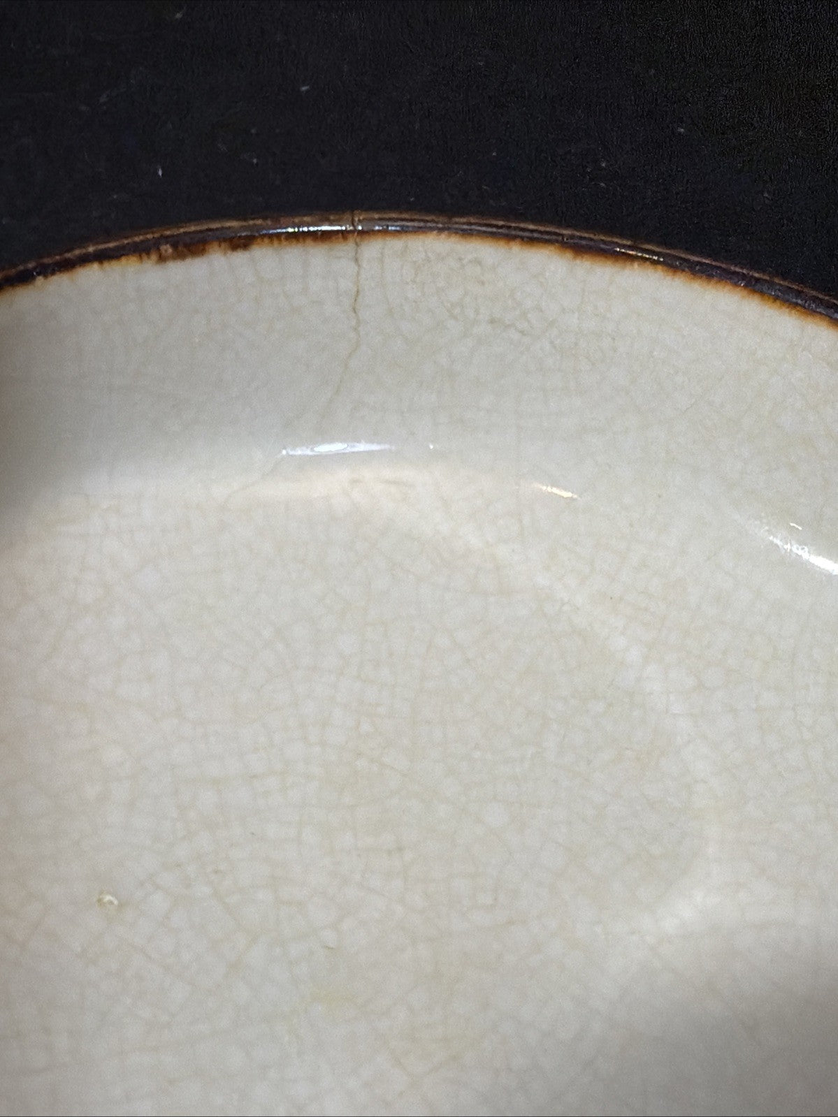 Vintage Asian Crackle Glaze Bowl Blue Floral Gold Trim Porcelain 5”