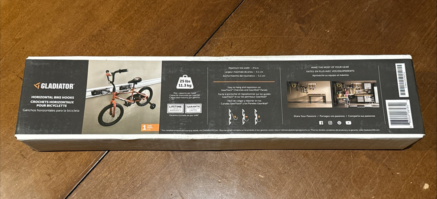 Gladiator Horizontal Garage Bike Hook Heavy Duty Wall Mount Storage (1 Bike)