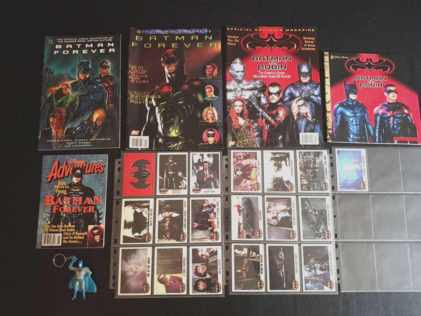 Vintage Batman Mixed Bundle Magazines Trading Cards Keychain