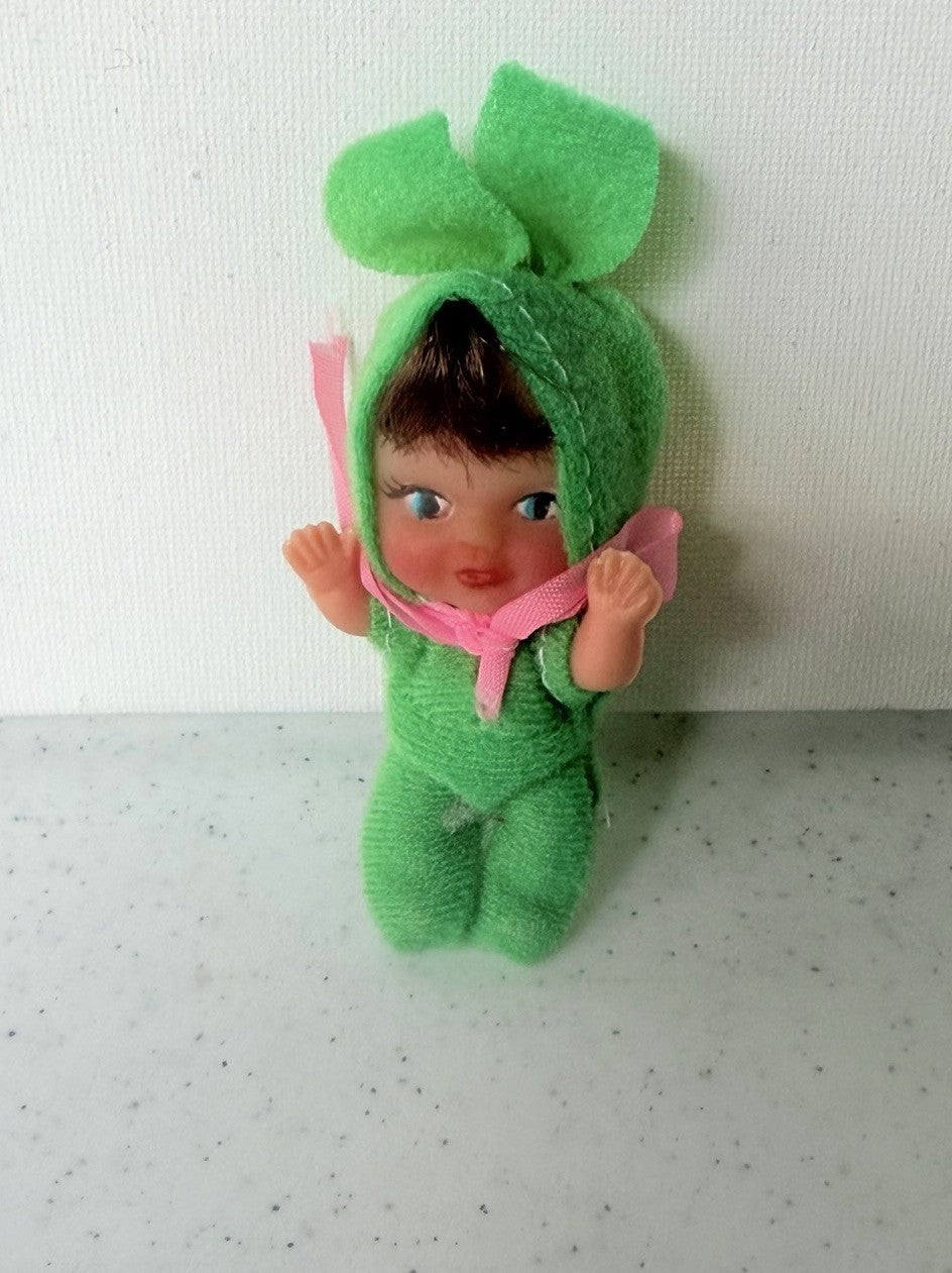 Vintage Bunny Bunting Egg Doll Miniature Easter Figure 2.5 Inch Collectible