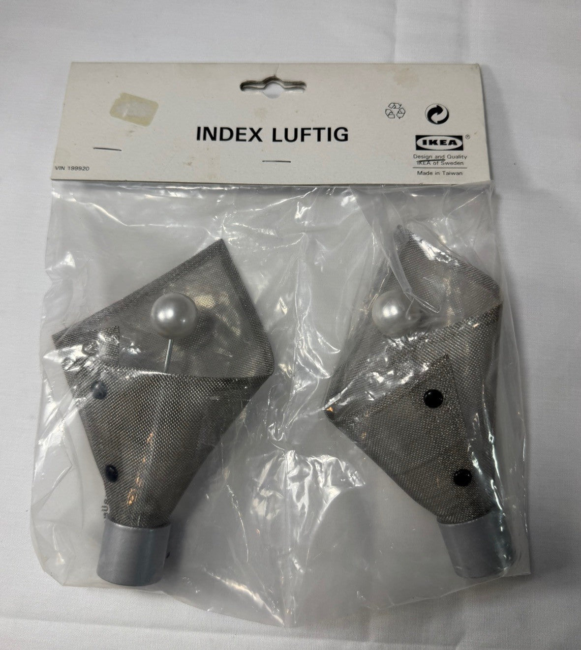 IKEA Index Luftig Curtain Rod Finials Set of 2 Silver Wire Mesh Calla Lily Decor