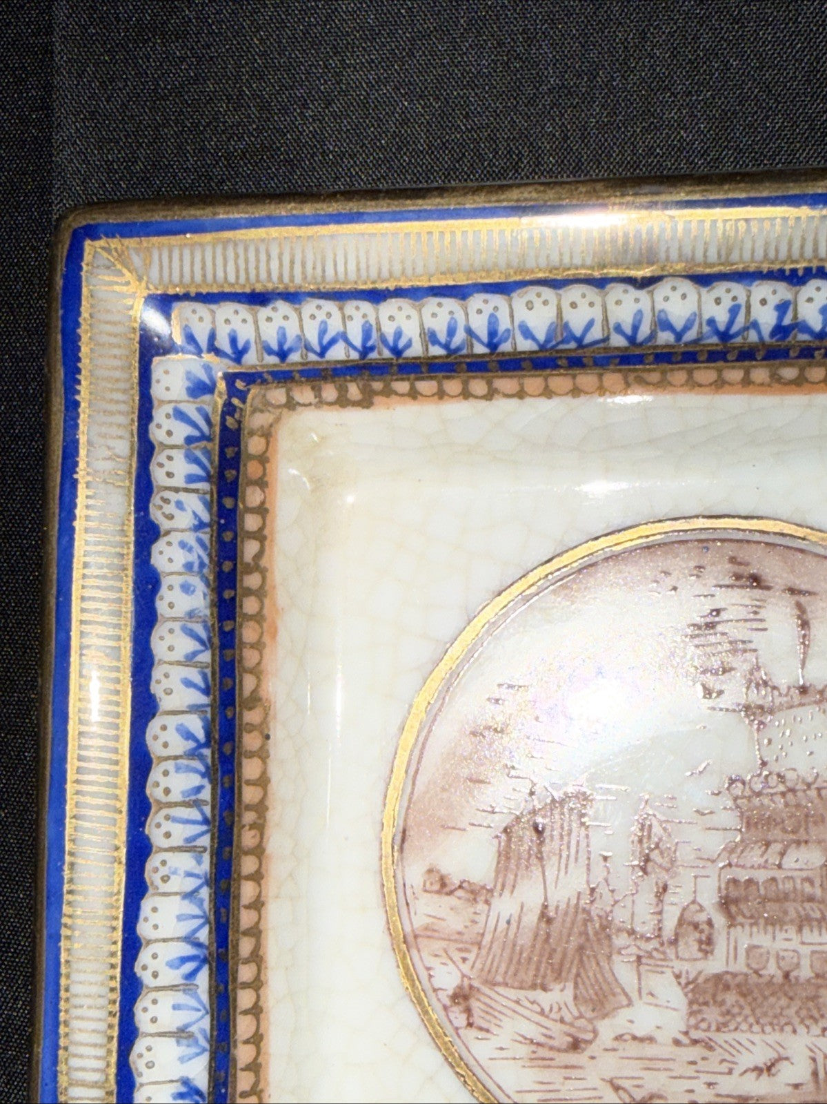 JUMC Vista Alegre Porcelain Set If 2 Hand Painted Square Dishes 7x7, 4x4