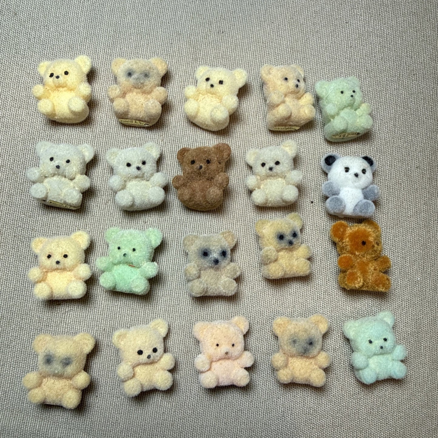 Vintage Flocked Miniature Teddy Bear Lot of 20 Craft Diorama Bears