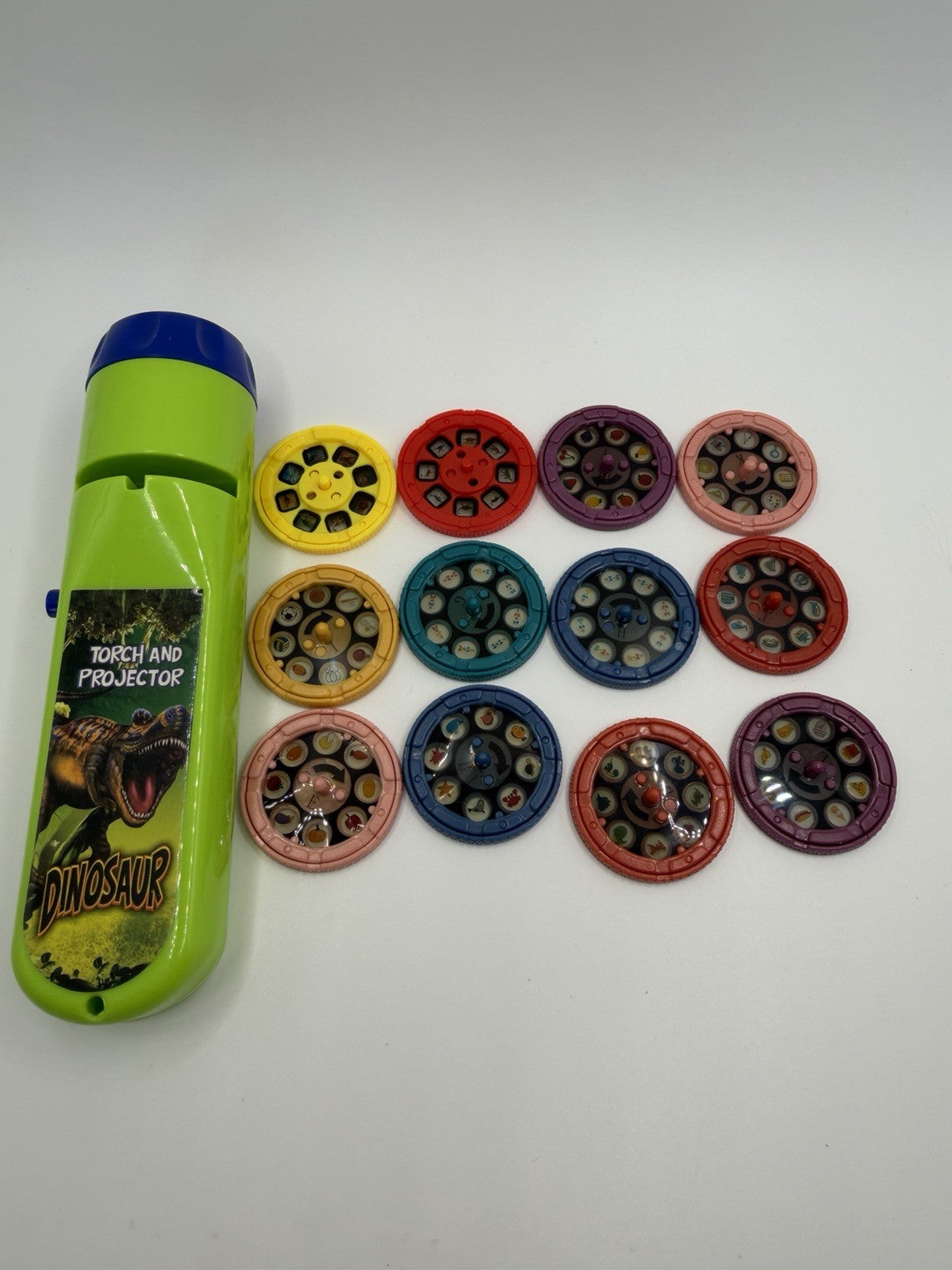 Dinosaur Torch Projector Toy 12 Image Slide Discs Kids Learning Flashlight Lamp