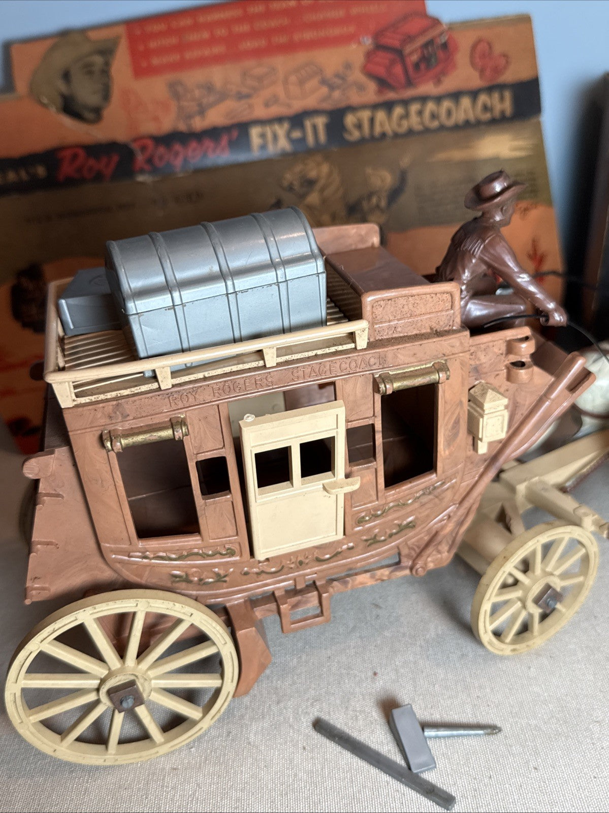 Vintage 1955 Roy Rogers Fix It Stagecoach Ideal Toy Original Box Incomplete set