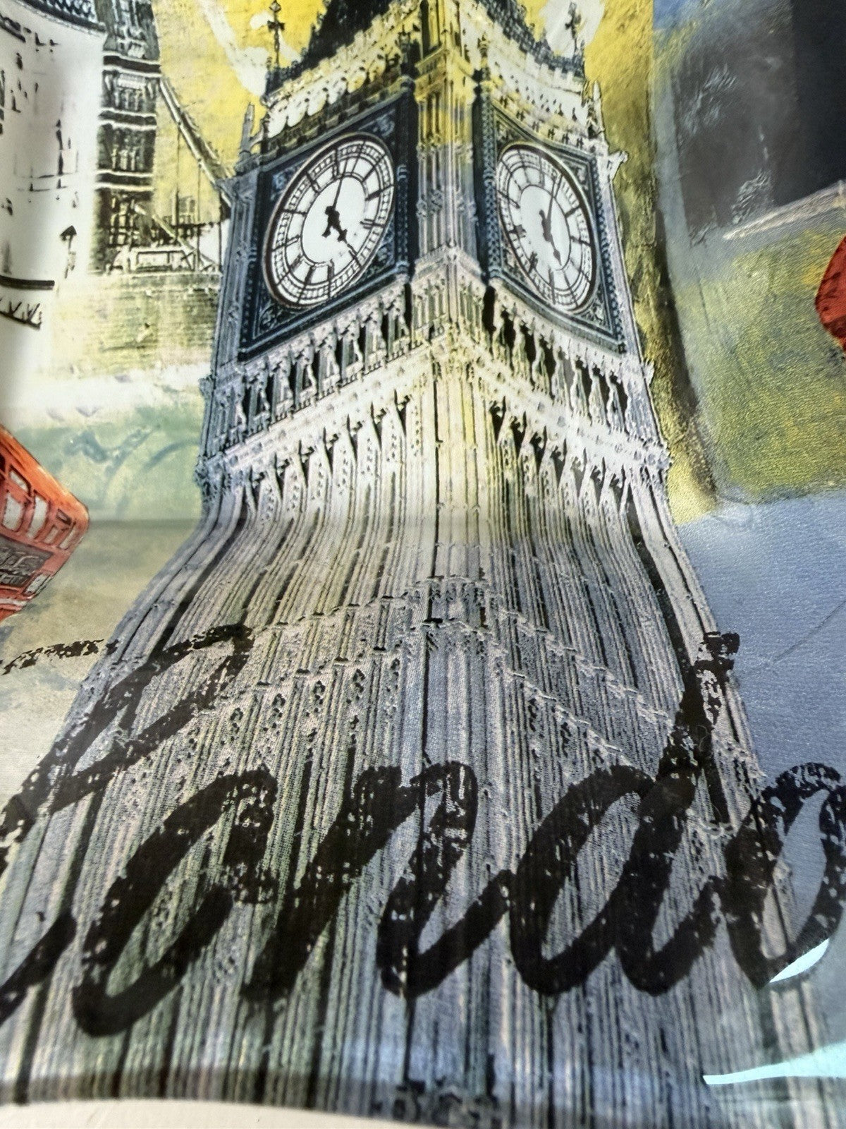 London England Souvenir Fused Glass Square Dish Tray Big Ben Red Bus Decor UK