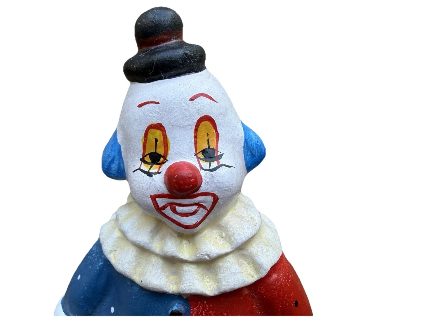 Vintage Chalkware Clown Figurine Hand Painted Plaster Carnival Prize Circus