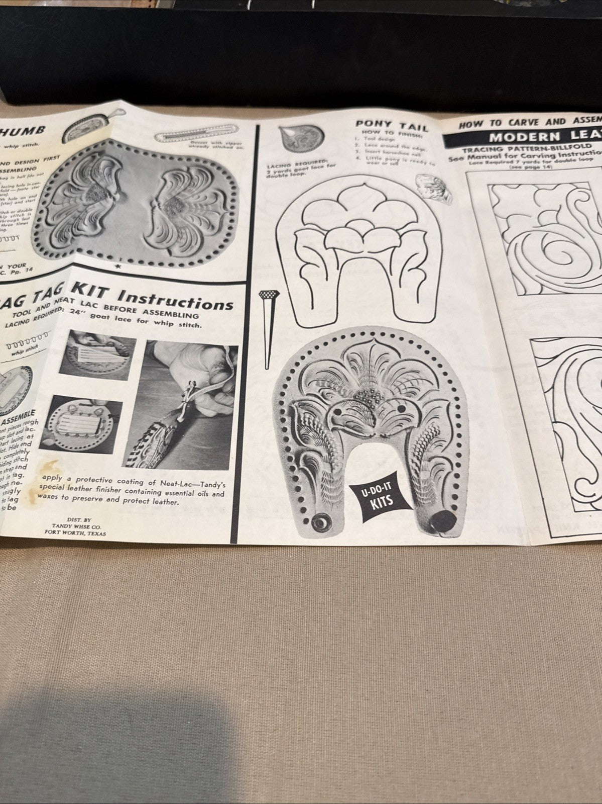 Vintage 1971 Tandy Leathercraft Kit 550 Old West Genuine Leather Project Set