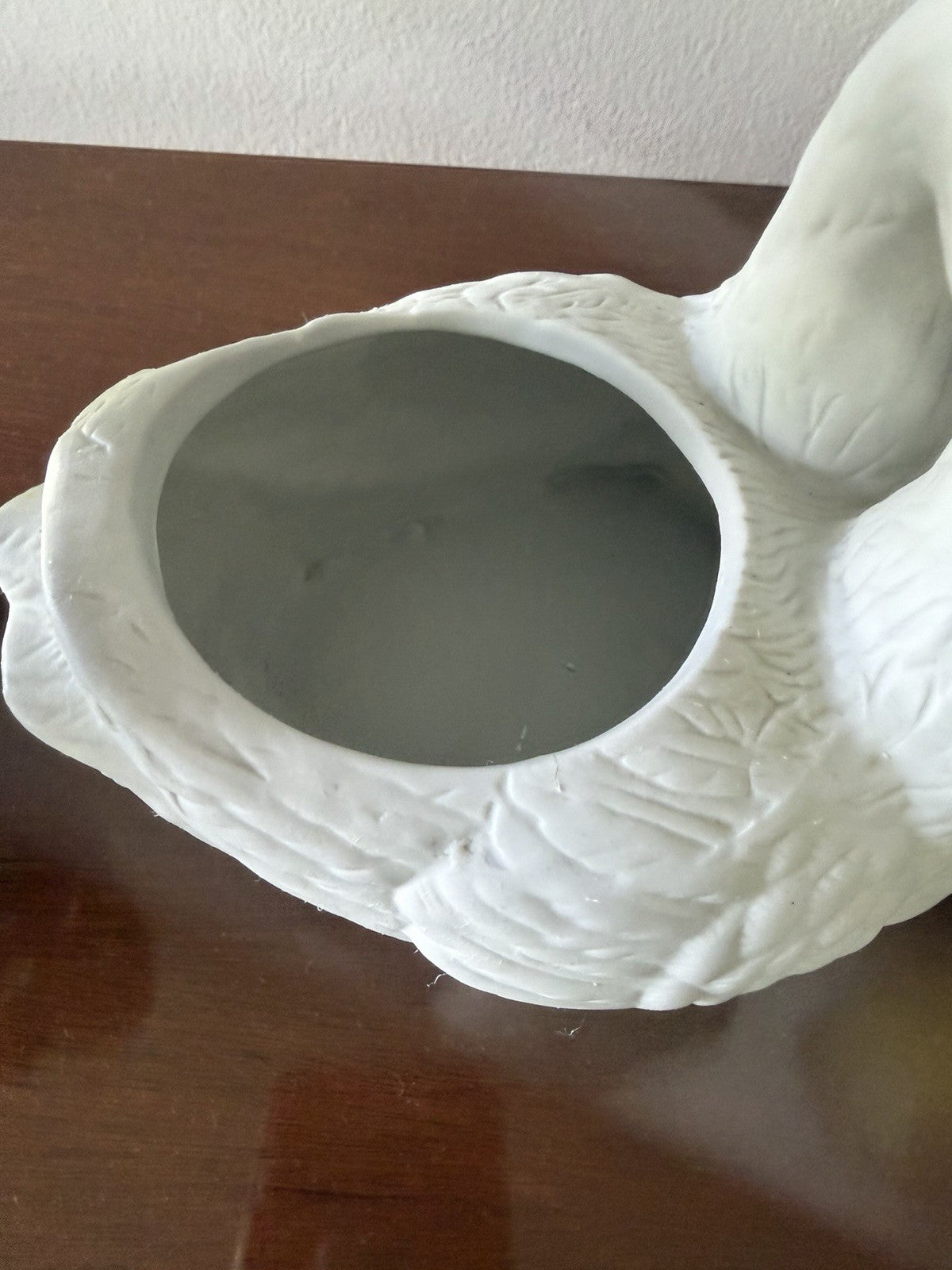Vintage Holland Floral Goose Duck Ceramic Cachepot Planter 5" White Pair