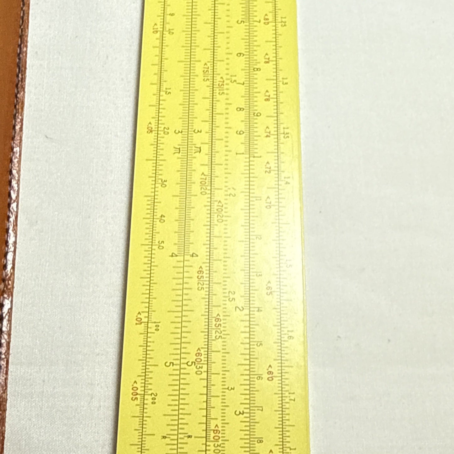 Vintage Pickett 12 Inch Metal Slide Rule Eye Saver Yellow Embossed Leather Case