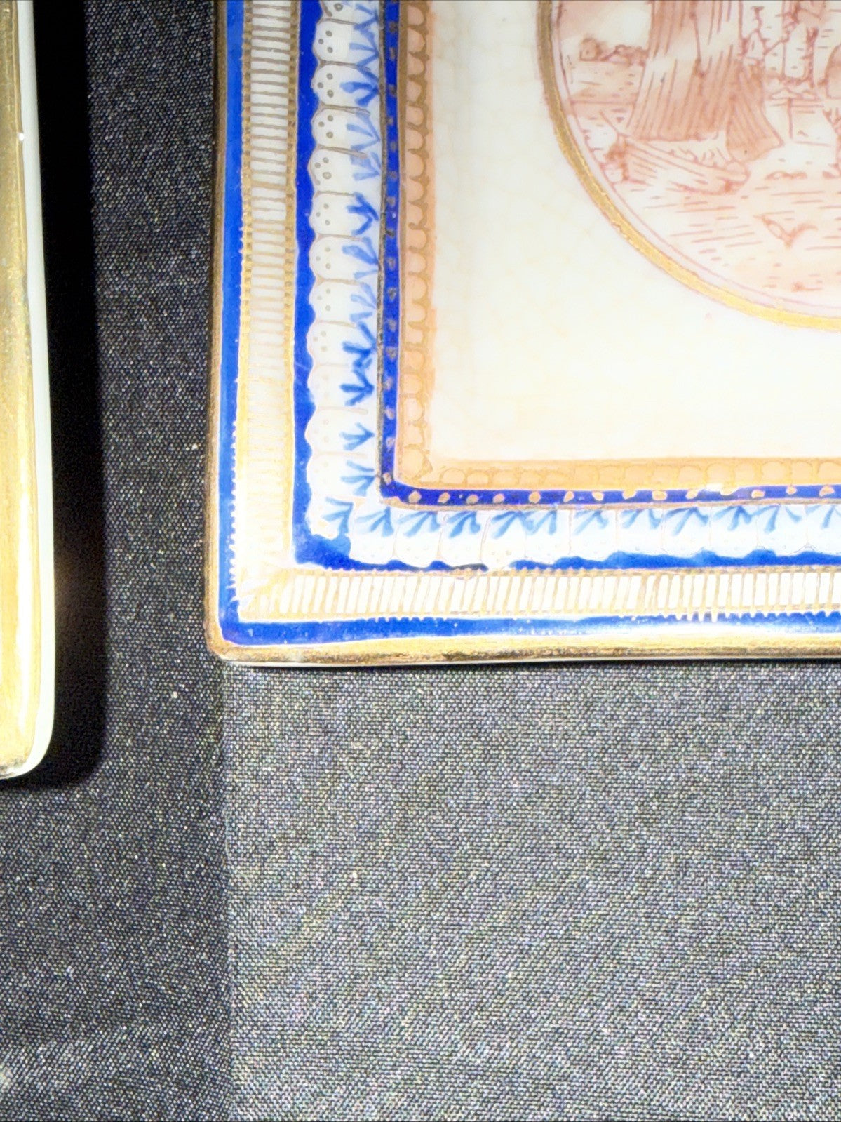 JUMC Vista Alegre Porcelain Set If 2 Hand Painted Square Dishes 7x7, 4x4