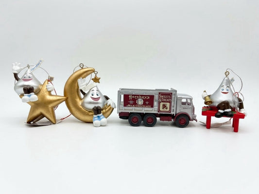 Vintage Hersheys Christmas Ornaments Kurt Adler Kisses Delivery Truck Lot of 4