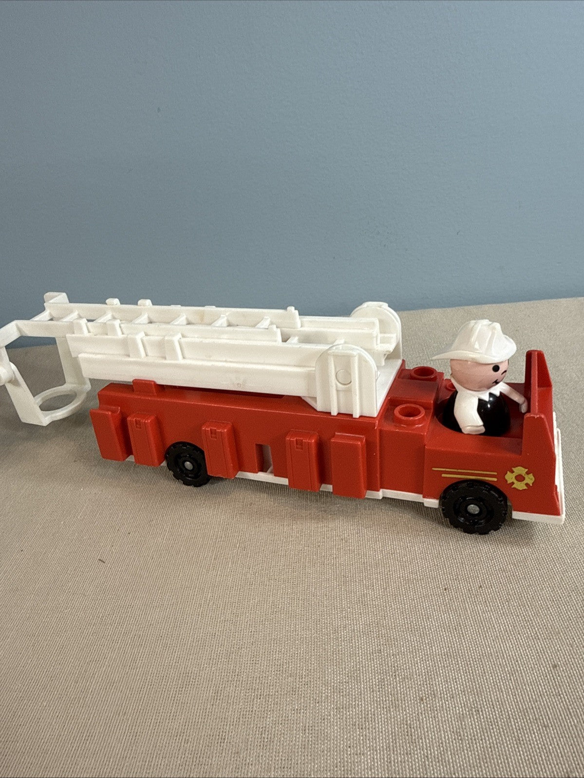 Vintage Fisher Price Little People Fire Trucks Ambulance Mail Truck + 3 Figures