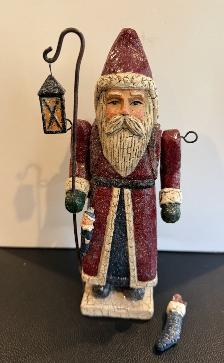 RSN Santa Lantern Figurine 39034 Primitive Folk Art Christmas Decor Holiday