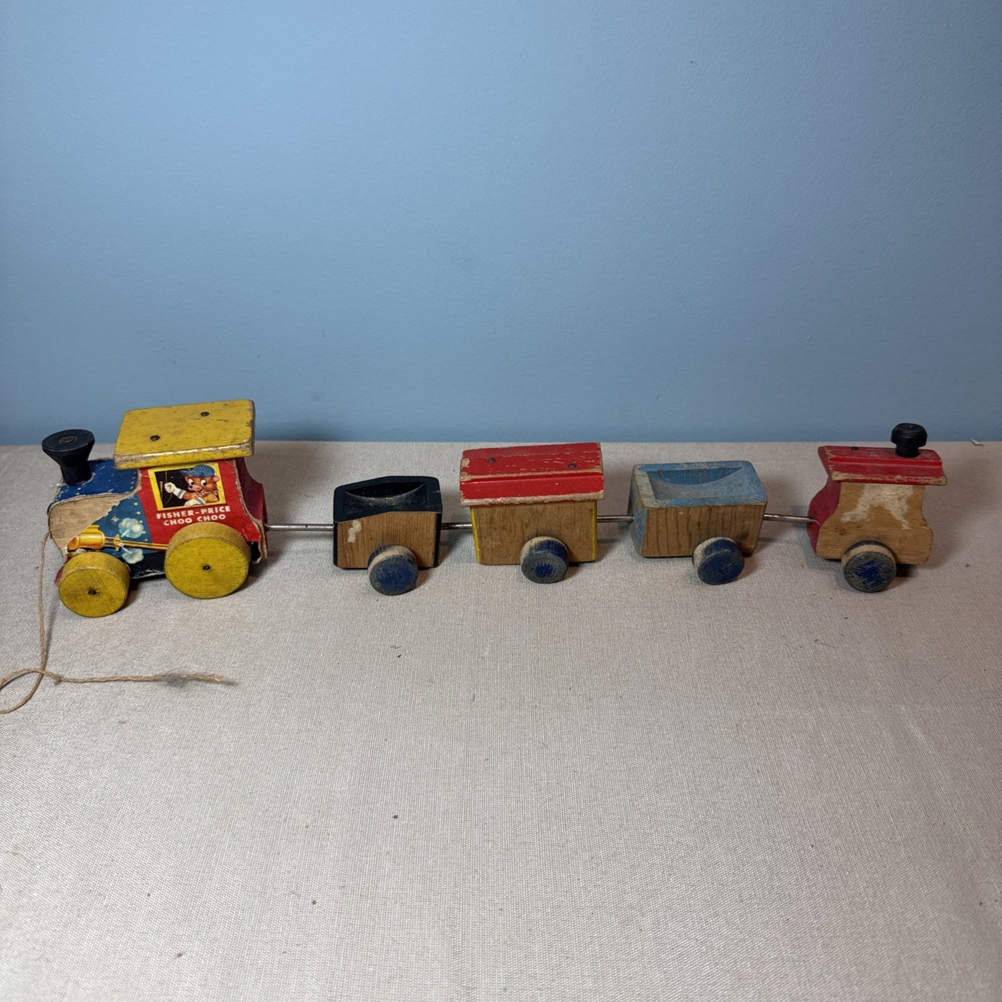 Vintage Fisher Price #215 Choo Choo Train Pull Toy 1950s Wooden Classic