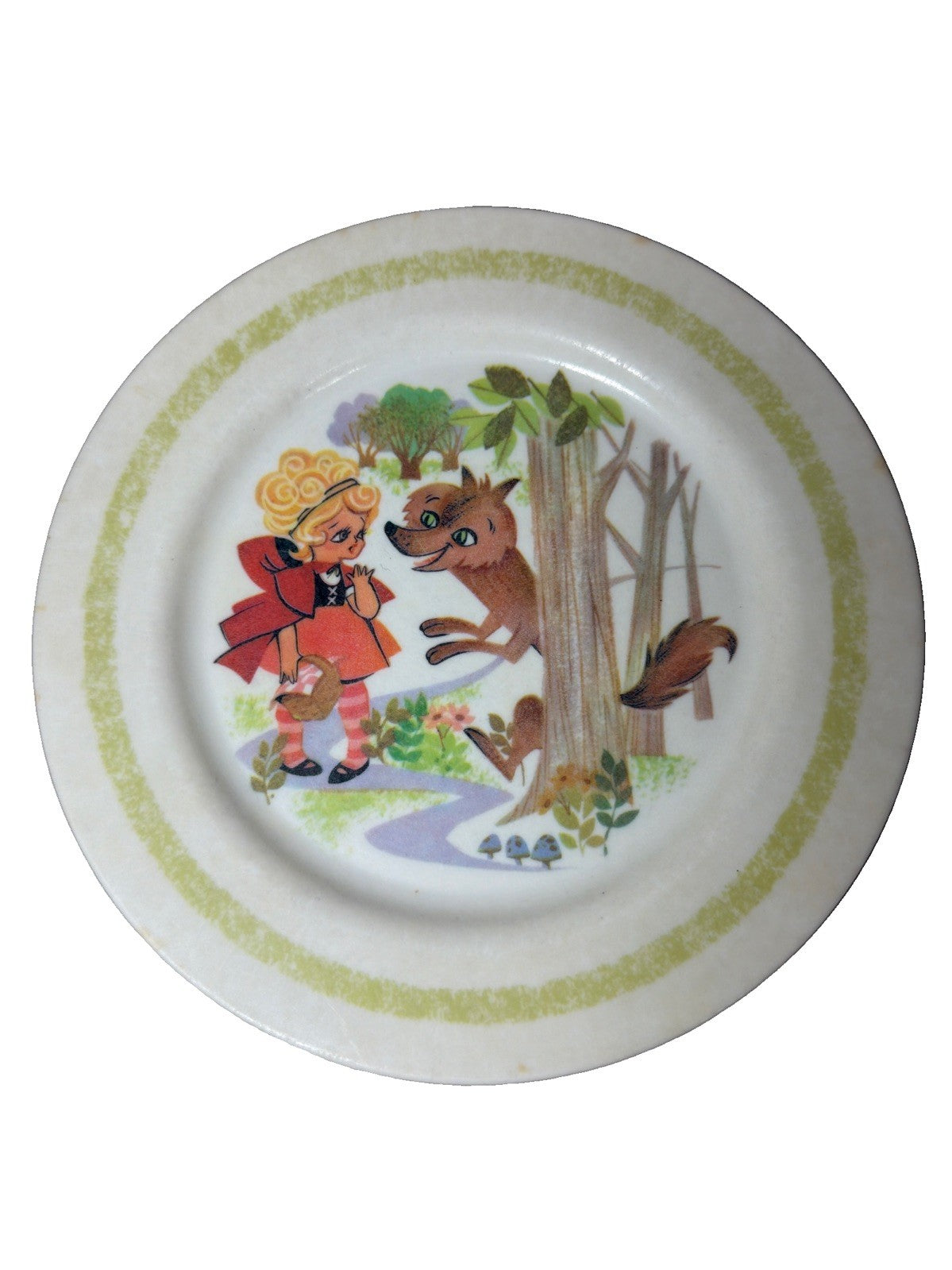 Vintage Little Red Riding Hood Wolf Oneida Deluxe Child Plate 3119 Melamine