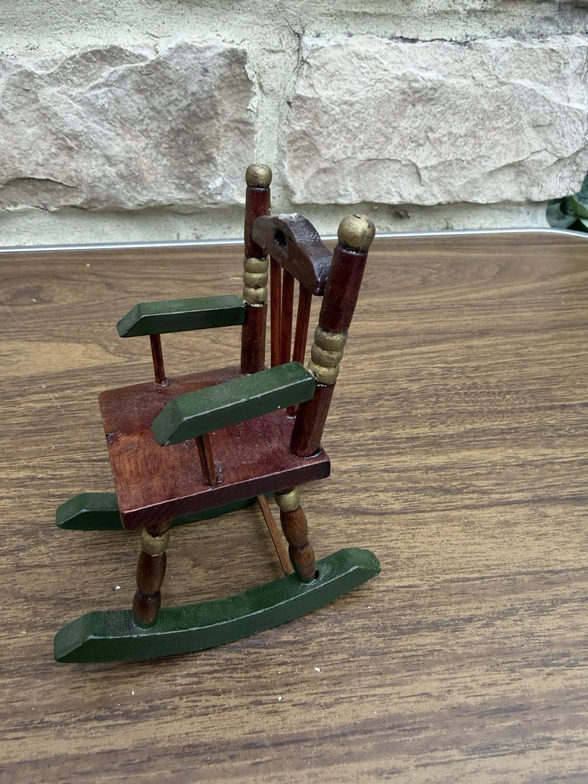Vintage Dollhouse Rocking Chair Lot 3 Wooden Miniature Furniture 4"